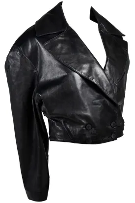 1980s Azzedine Alaia Vintage Jacket in Black Leather French Size 38