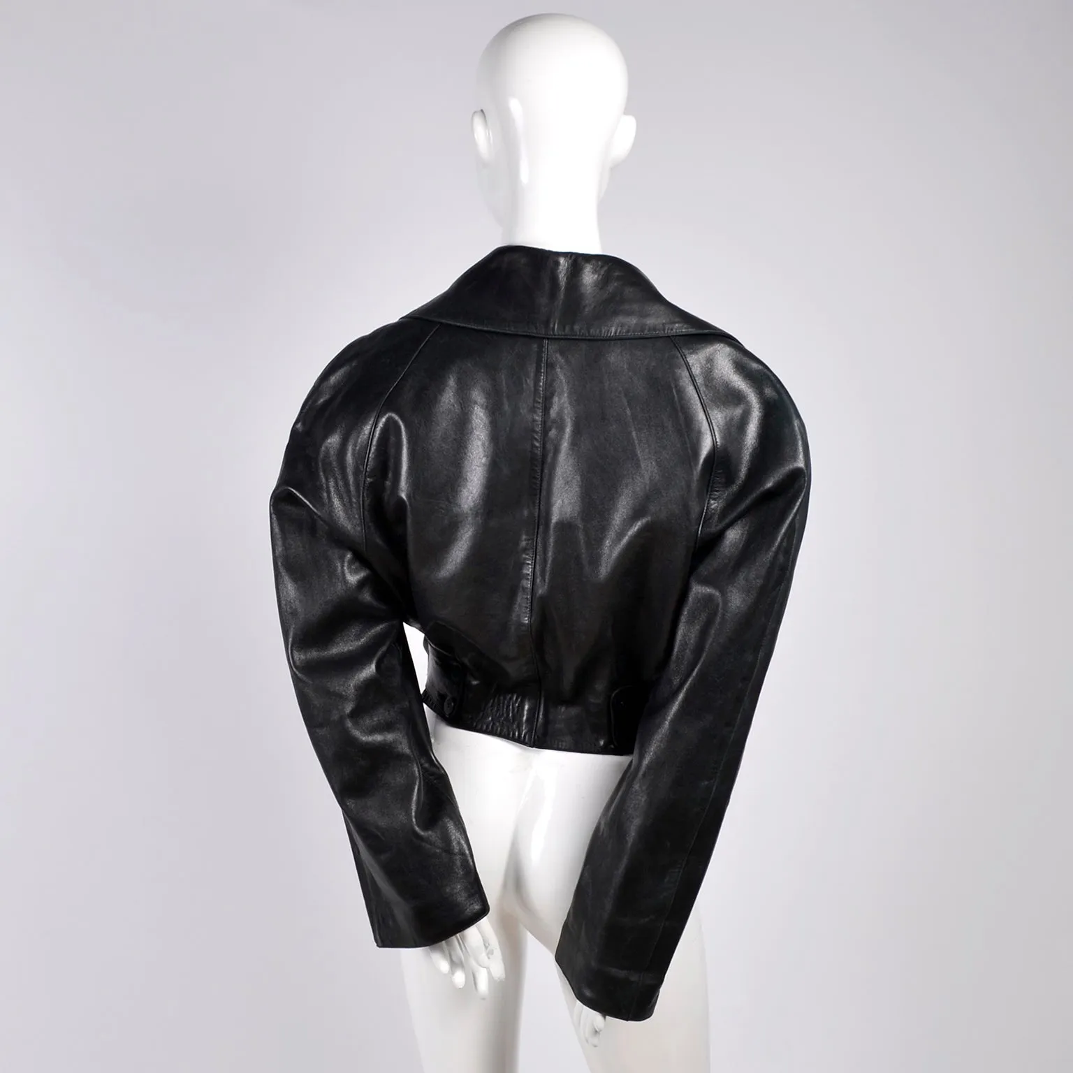 1980s Azzedine Alaia Vintage Jacket in Black Leather French Size 38