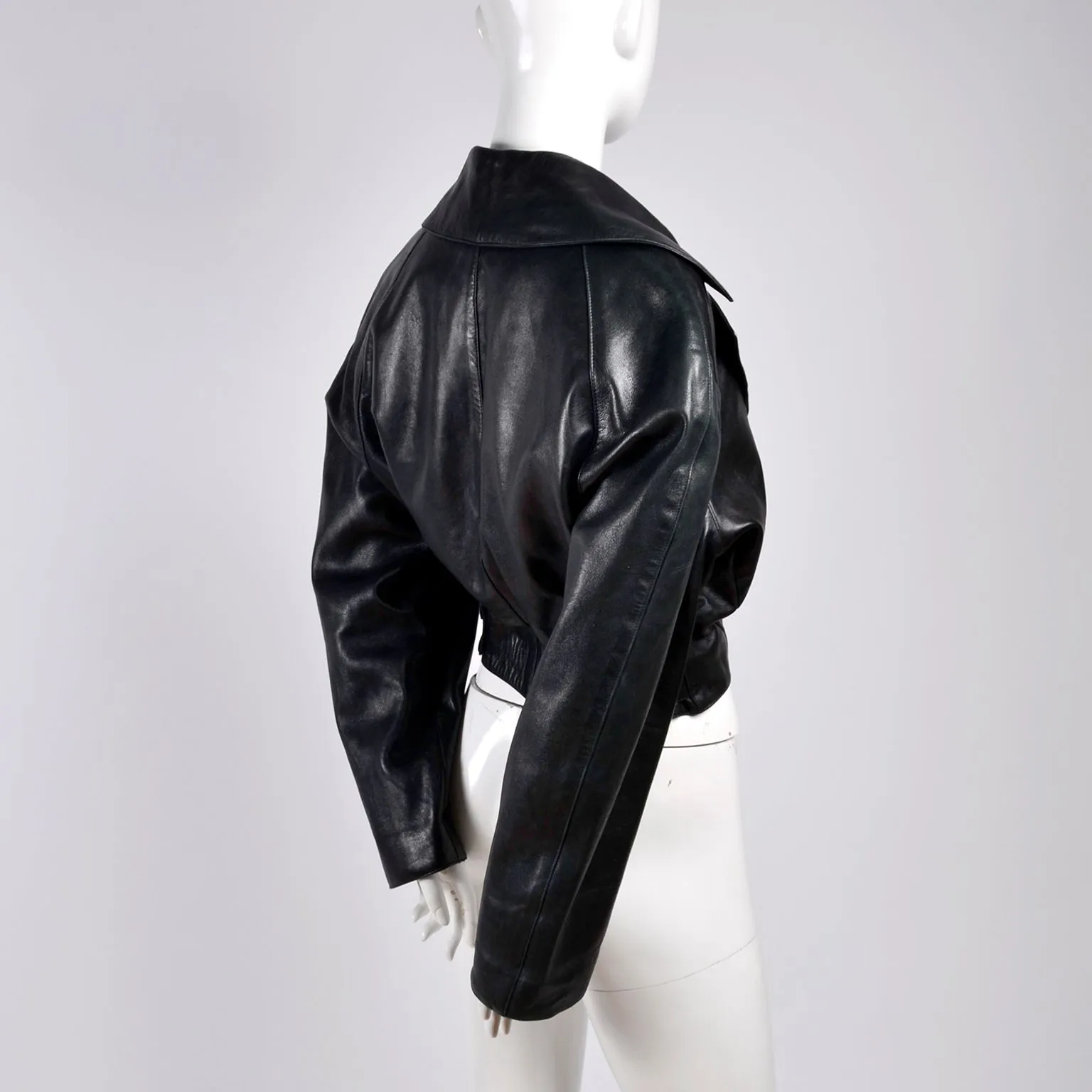 1980s Azzedine Alaia Vintage Jacket in Black Leather French Size 38