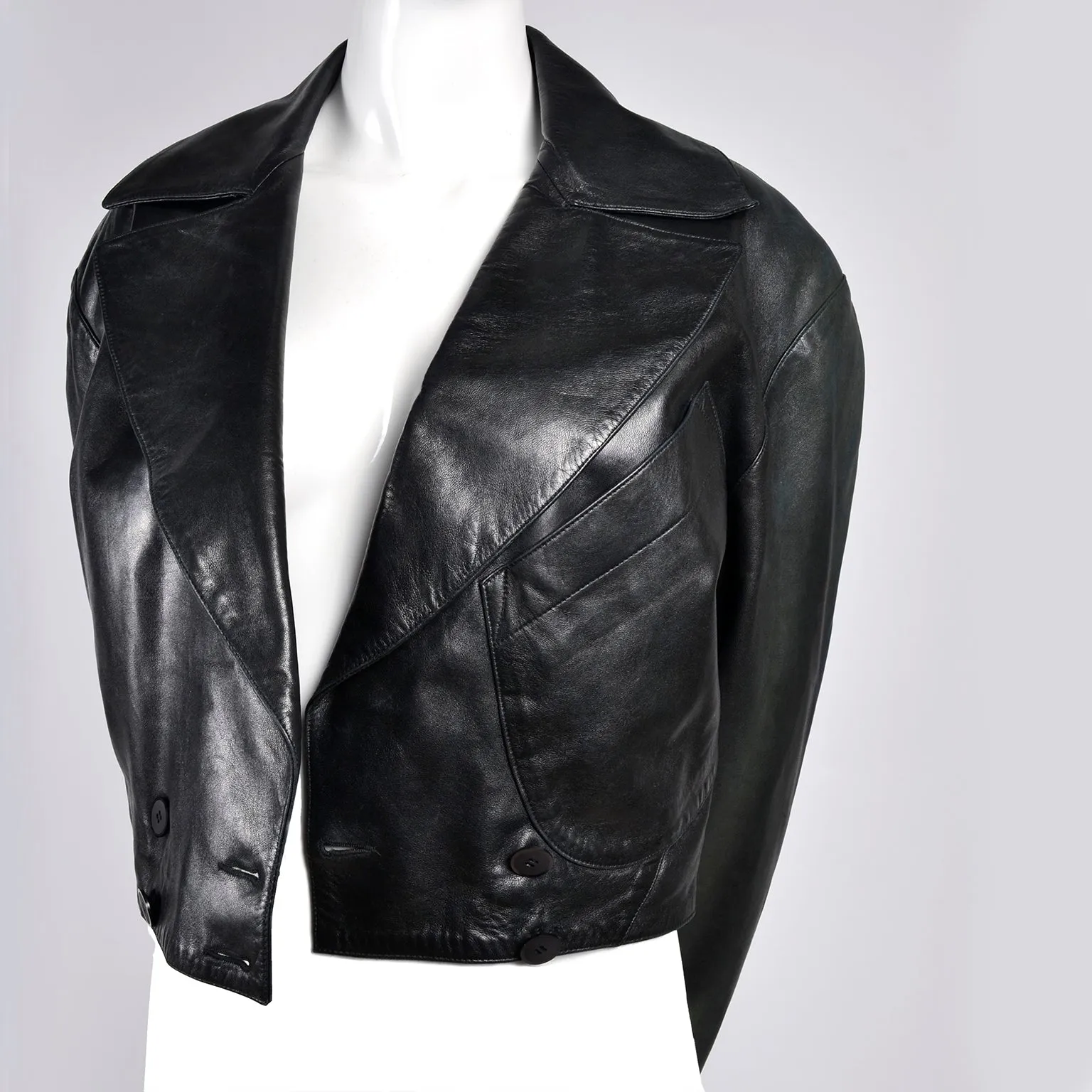 1980s Azzedine Alaia Vintage Jacket in Black Leather French Size 38