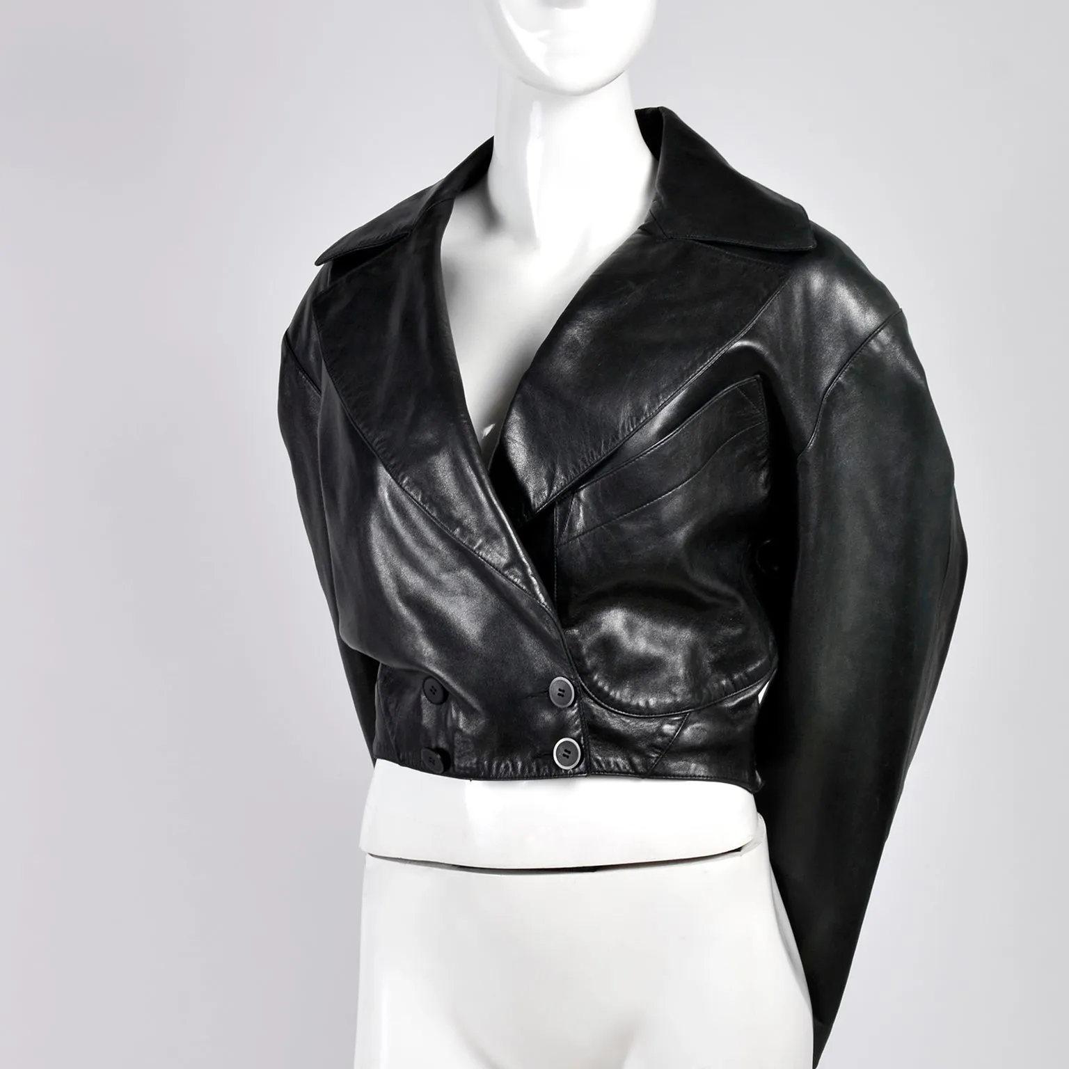 1980s Azzedine Alaia Vintage Jacket in Black Leather French Size 38