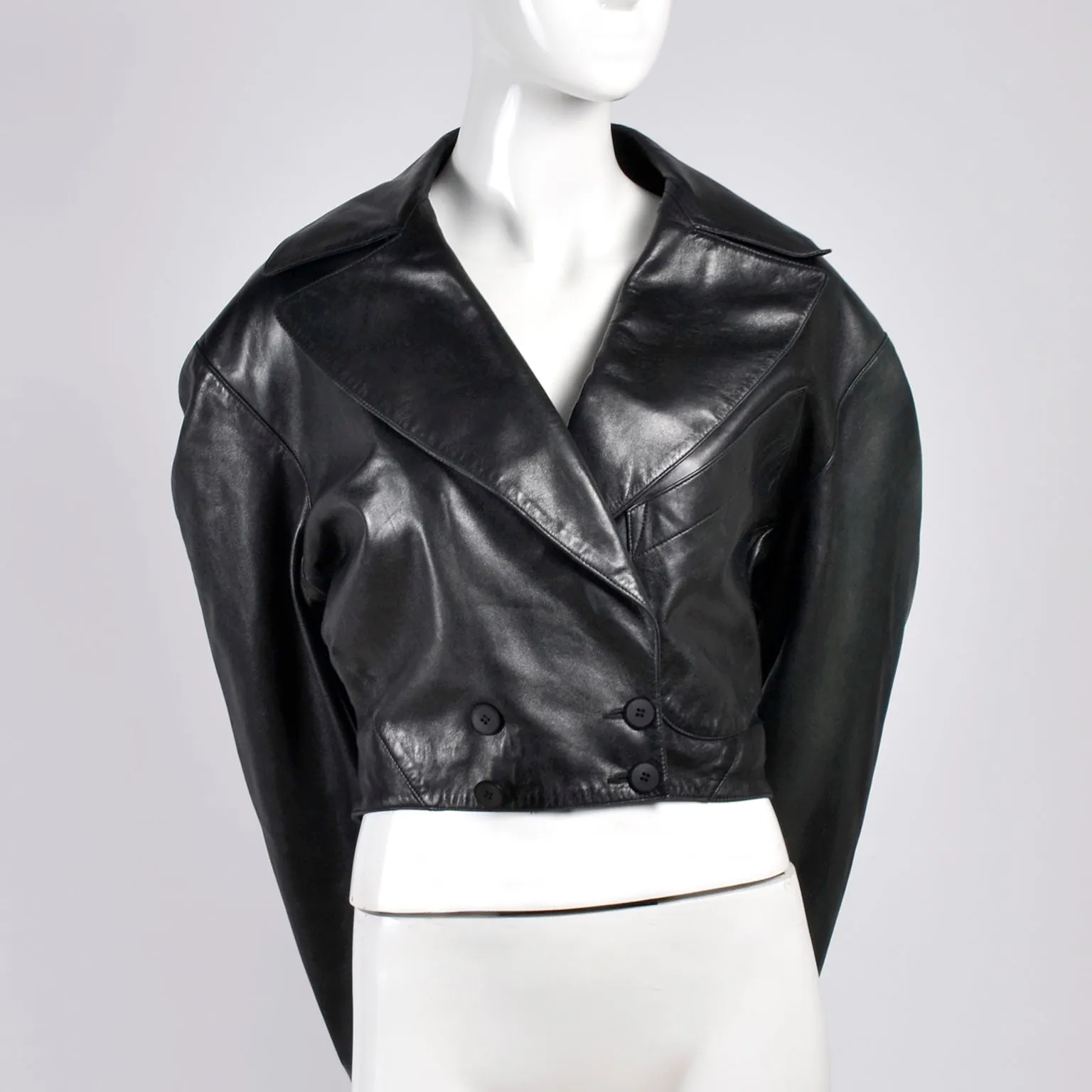 1980s Azzedine Alaia Vintage Jacket in Black Leather French Size 38