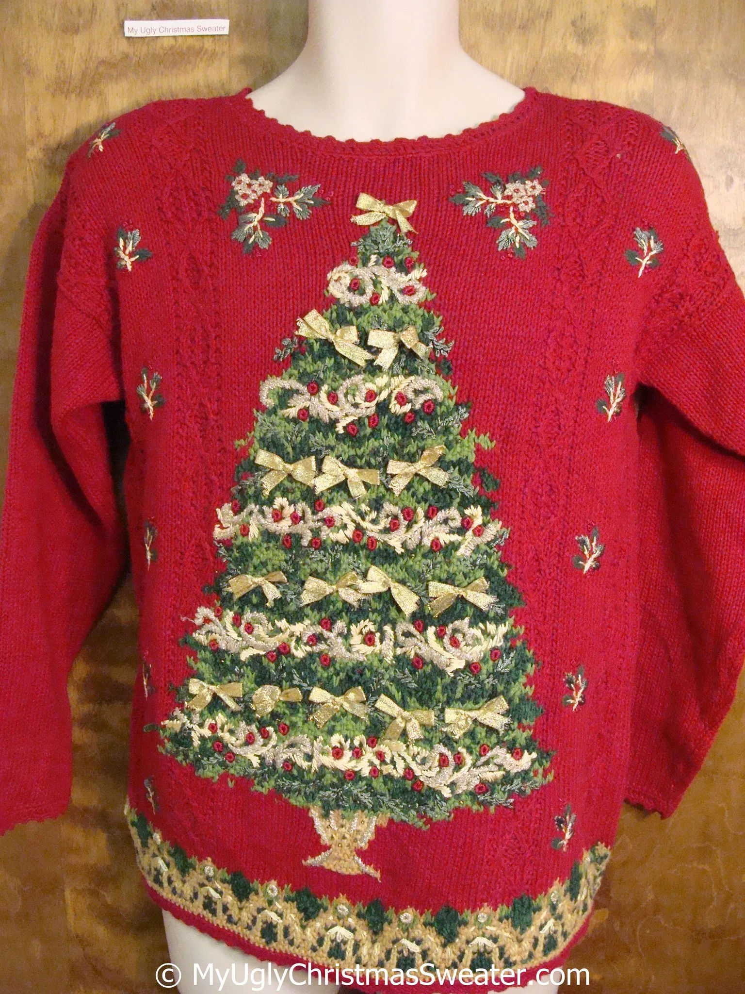 80s Classic Ugly Christmas Sweater Pullover with Tree