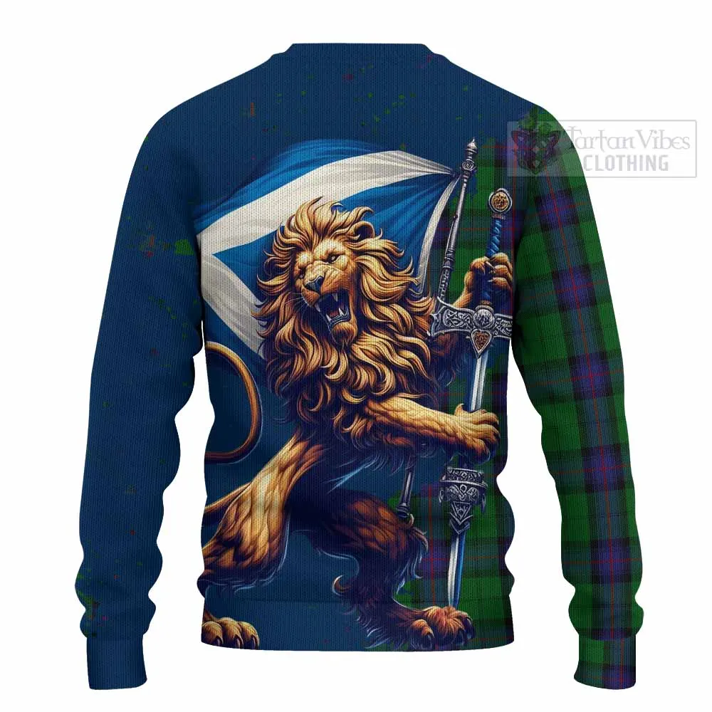 Armstrong Tartan Family Crest Knitted Sweater with Scottish Majestic Lion