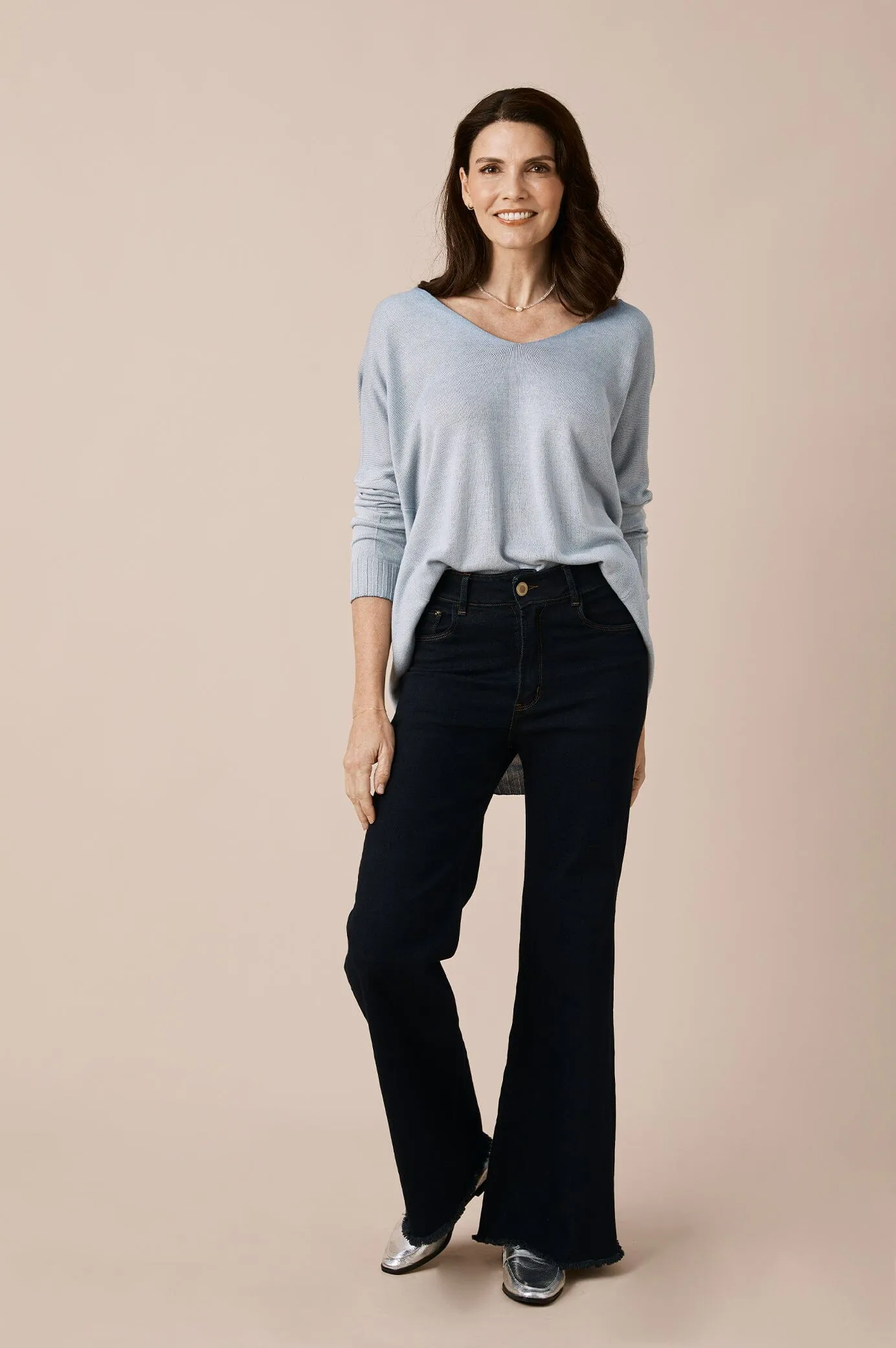 Avery V-Neck Jumper Blue