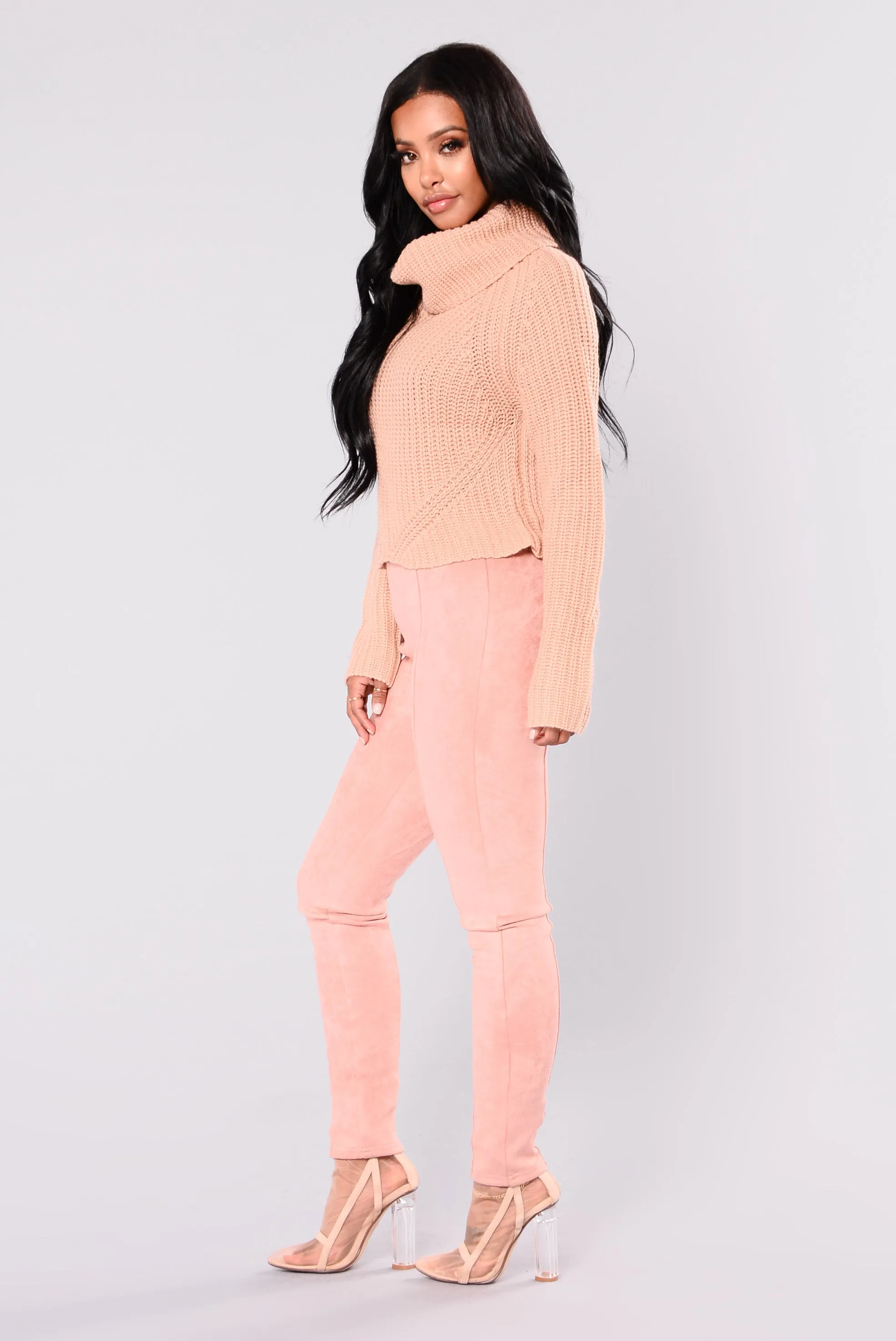 Back At It Turtleneck Sweater - Pink