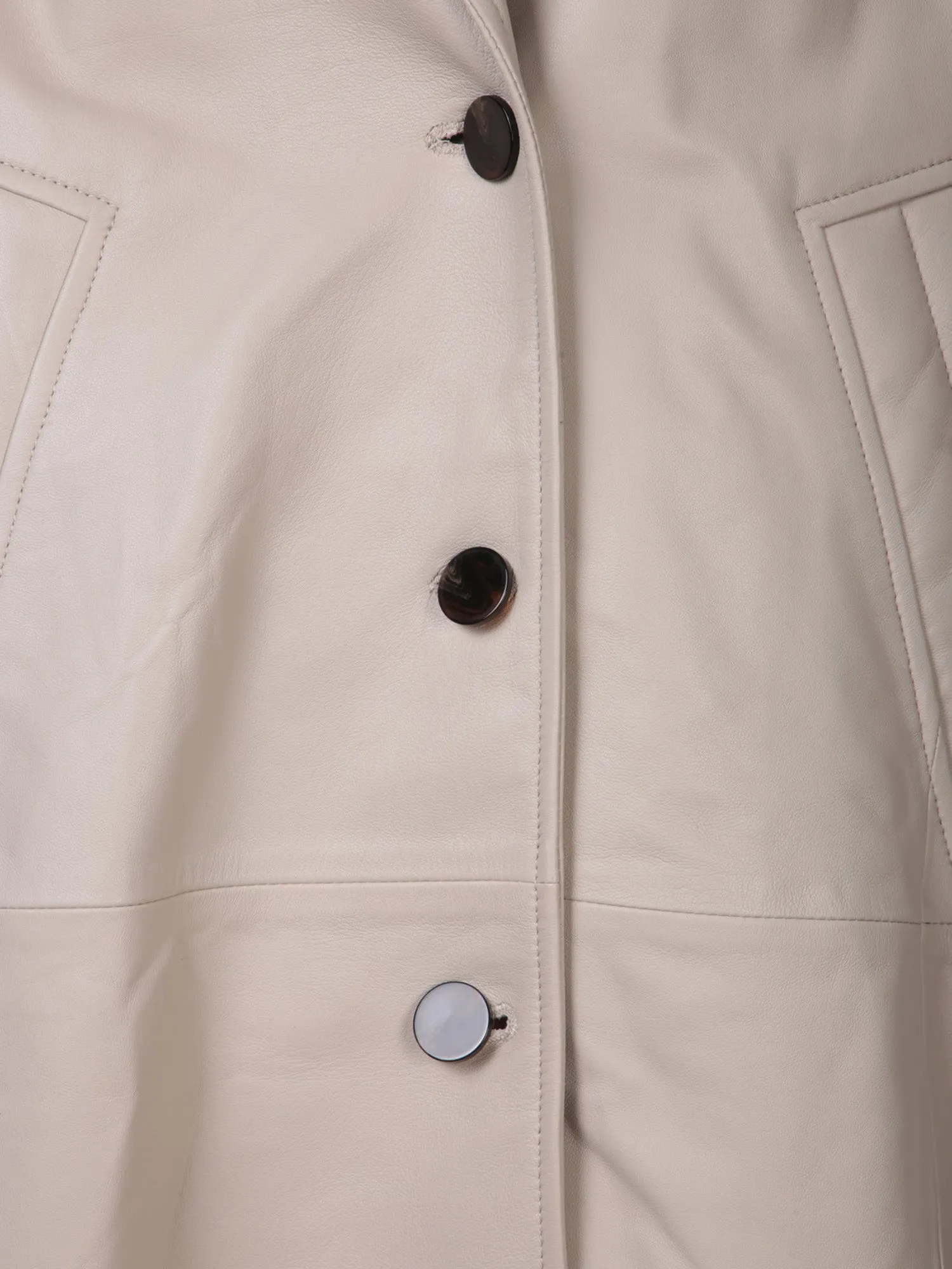 Beige Leather Coat