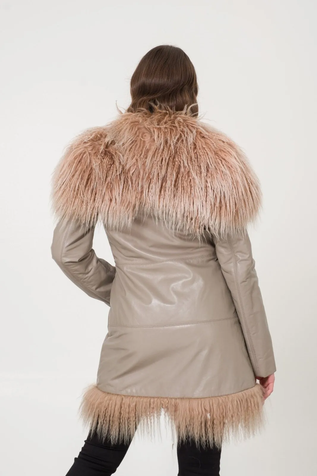 Beige Leather Coat