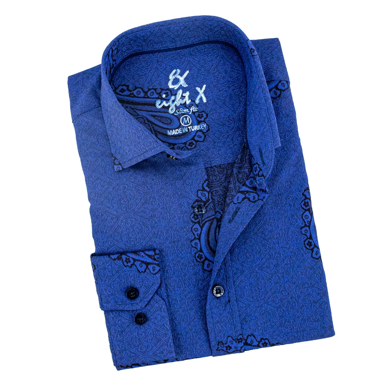 Big Paisley Jacquard Button Down Shirt - Blue