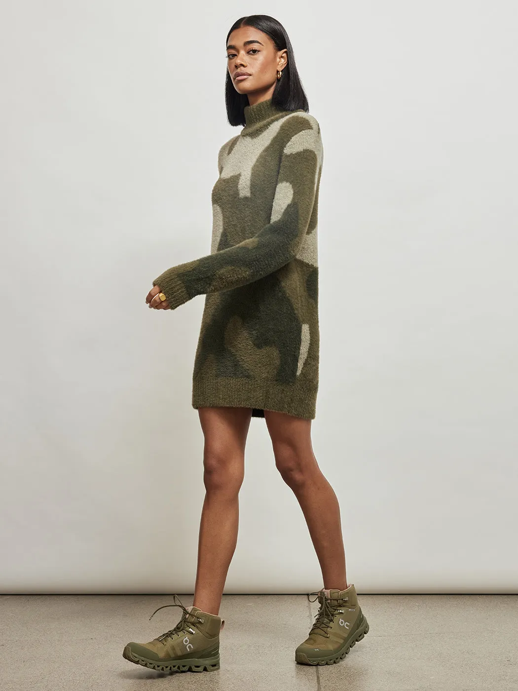 Birch Sweater Dress - GREEN CAMO