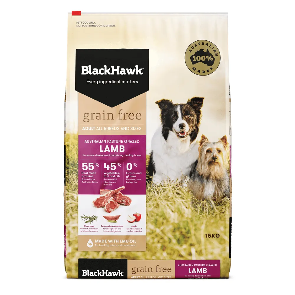 BLACK HAWK - Grain Free Dry Dog Food Adult Lamb