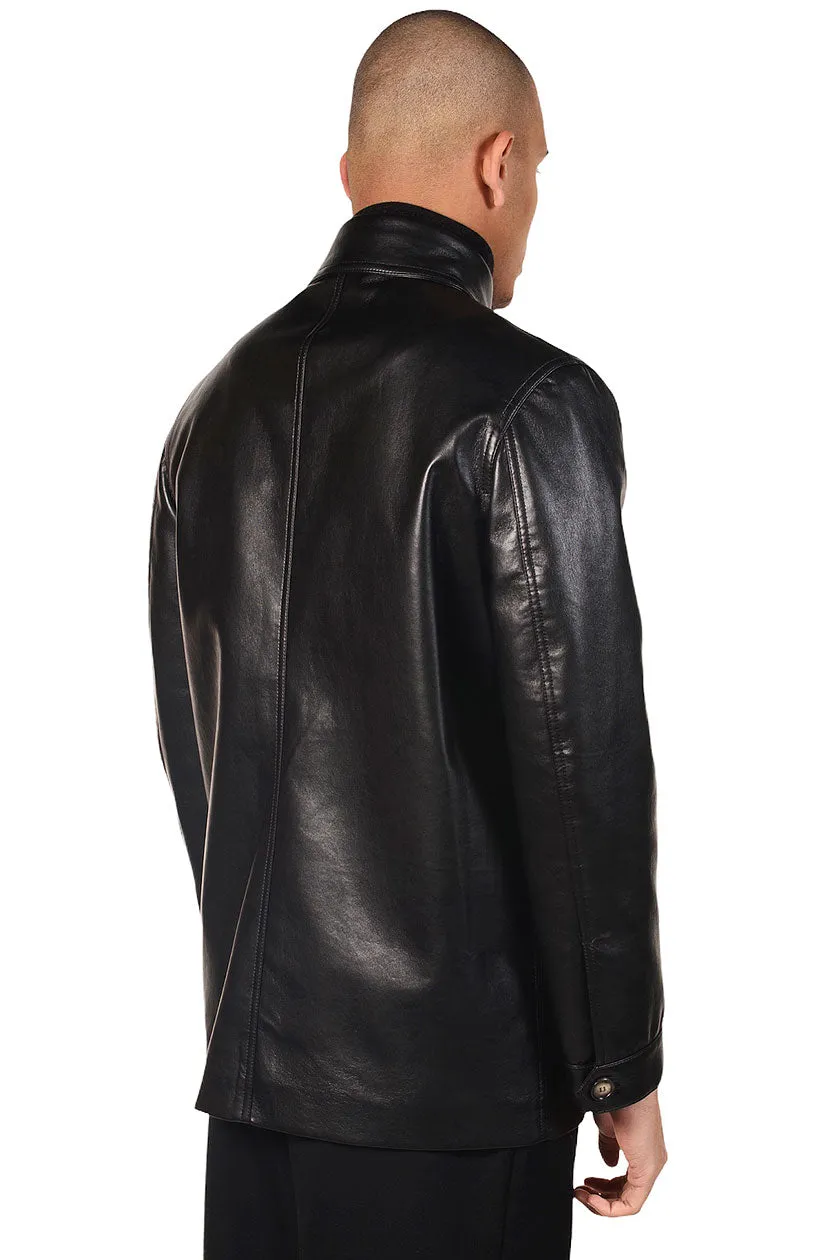 Black Regenerated Leather Jacket