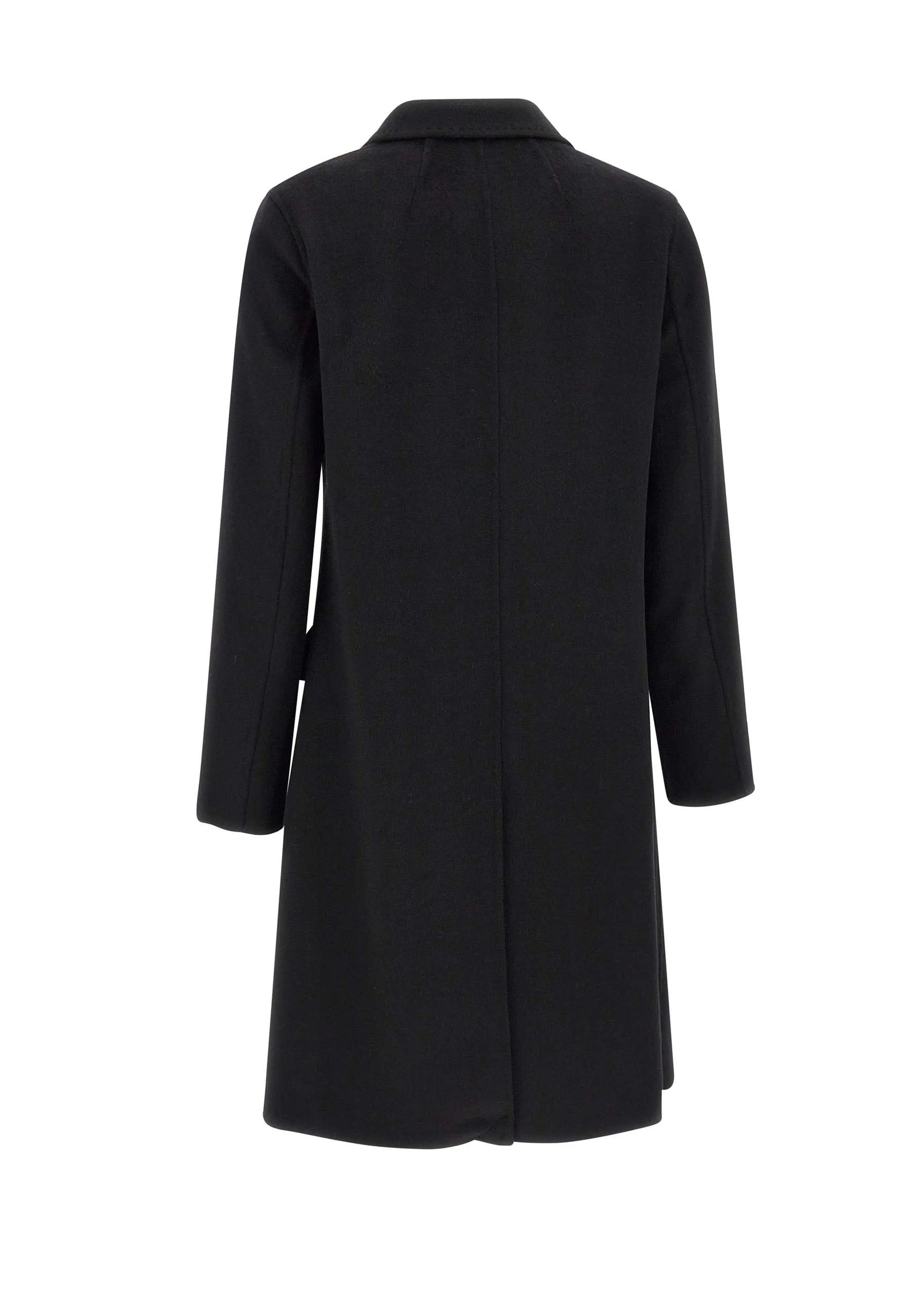 Black Wool Blend Double-Breasted Coat