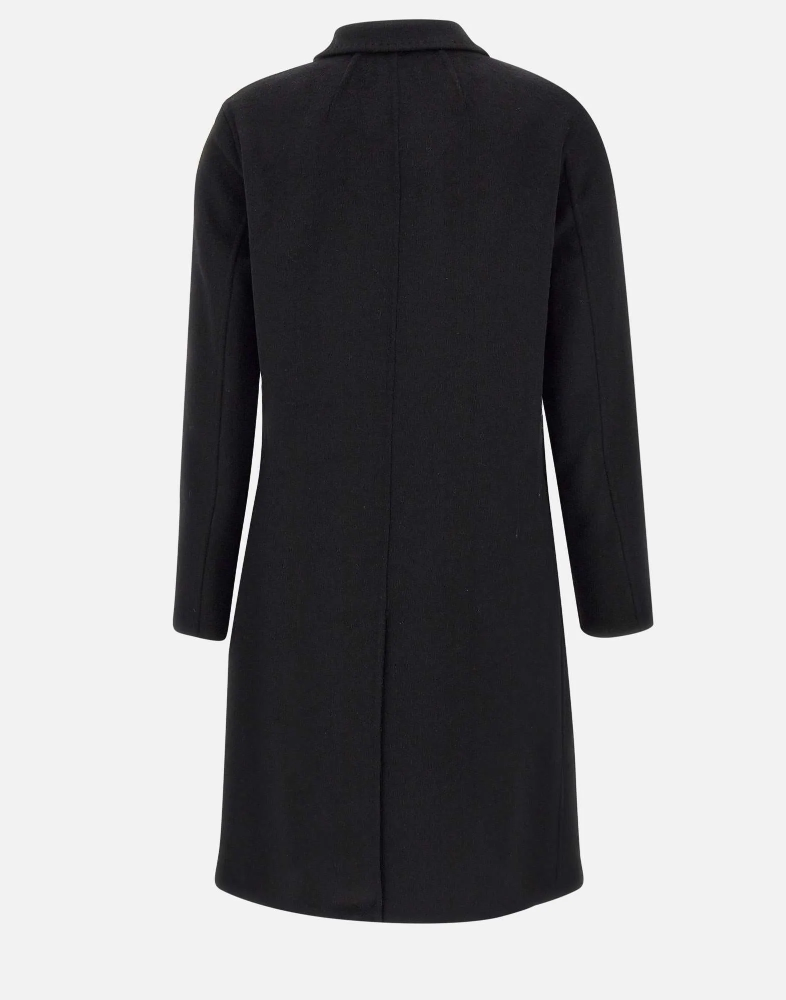 Black Wool Blend Double-Breasted Coat