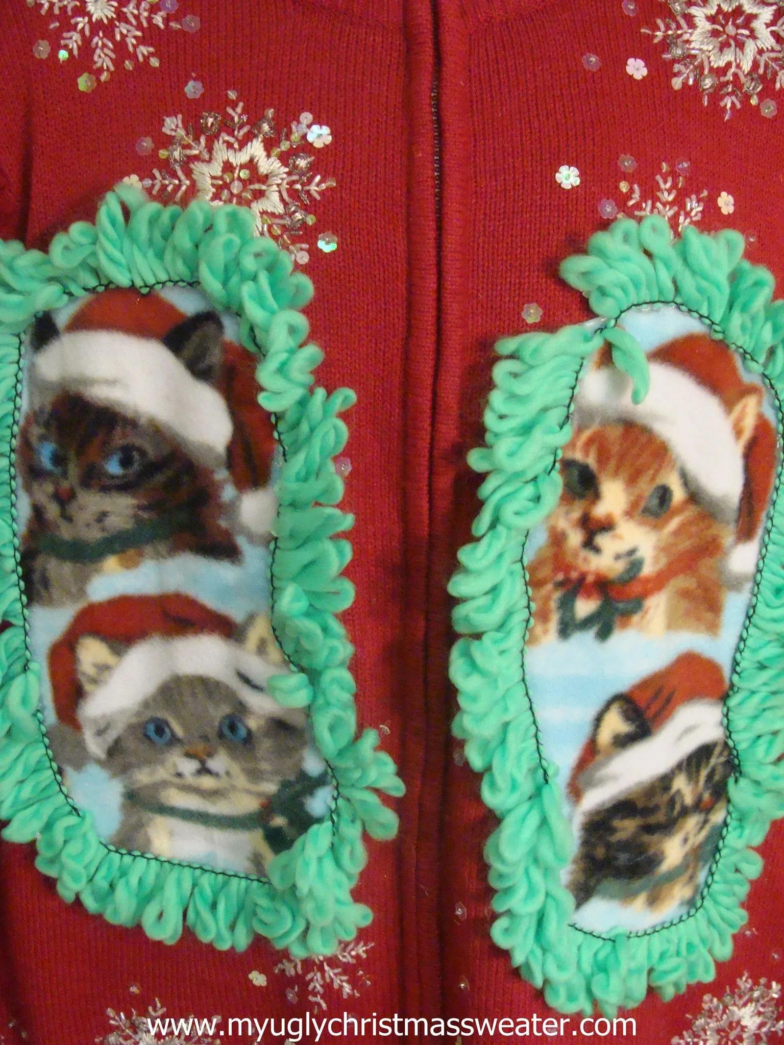 Bling Snowflakes Crafty Cat Ugly Christmas Sweater