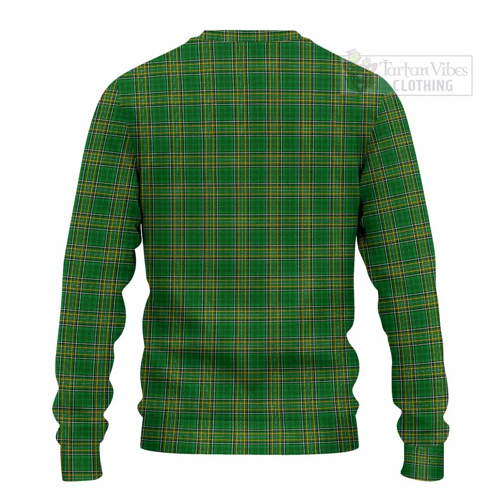 Burnell Irish Clan Tartan Knitted Sweater with Coat of Arms