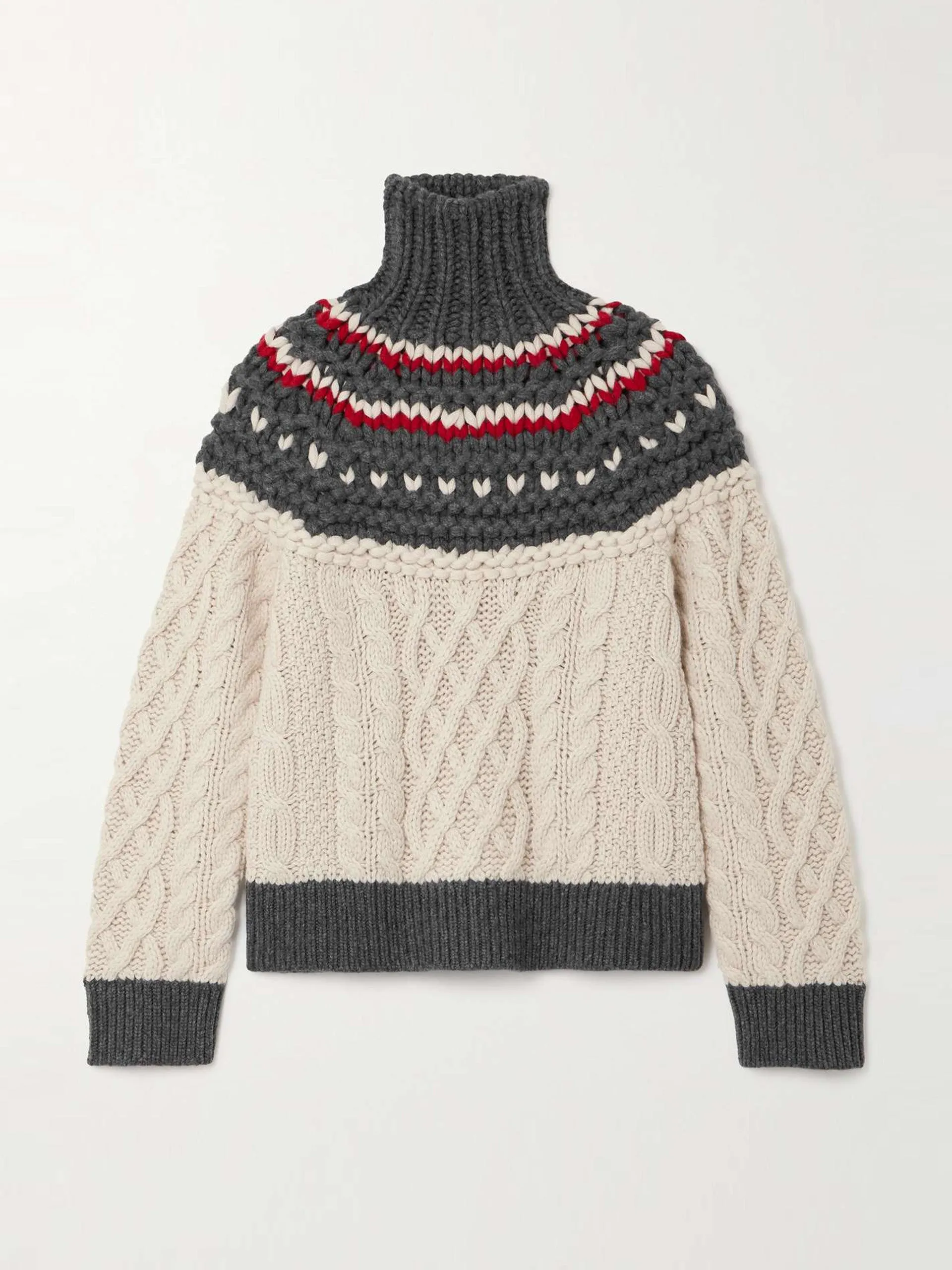 Cable-knit cashmere turtleneck sweater