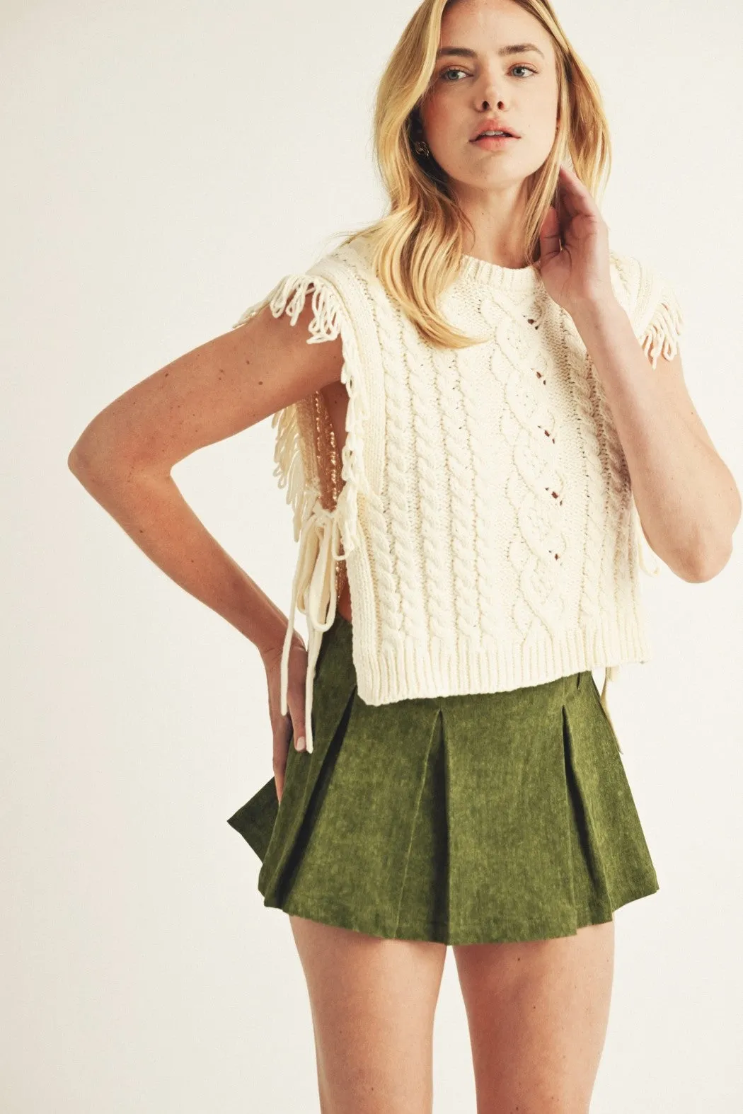 Cable Knit Sleeveless Dolman Top