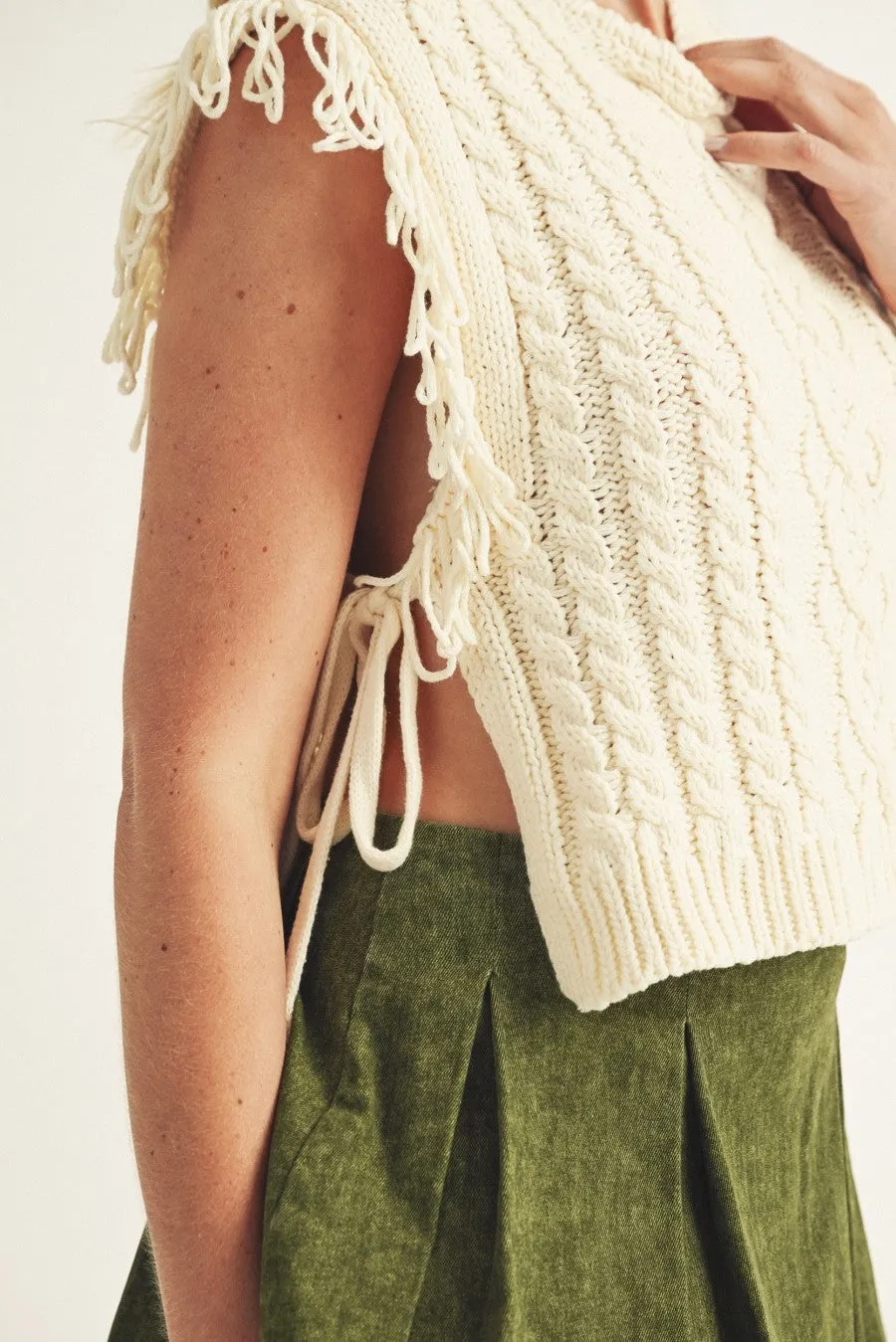 Cable Knit Sleeveless Dolman Top