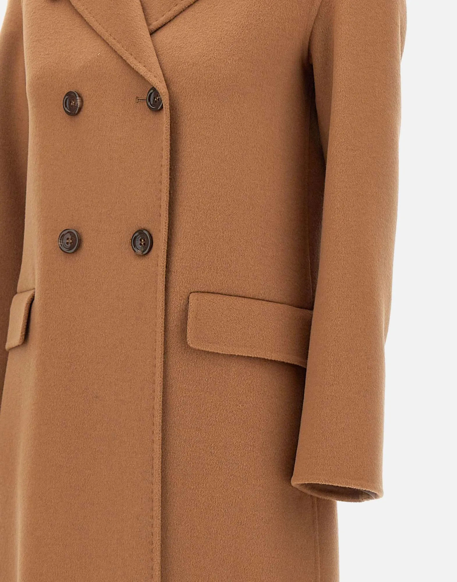 Camel Wool Blend Double-Breasted Coat