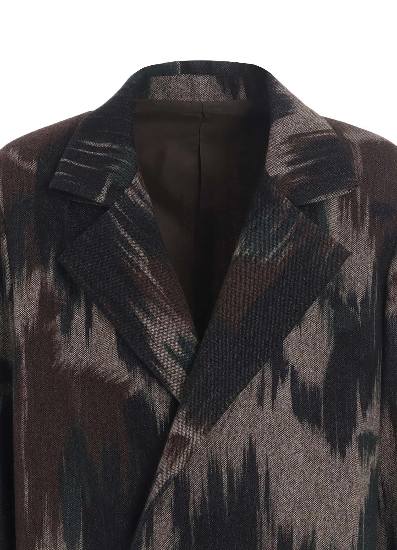 CAMOUFLAGE TWEED DOUBLE-BREASTED SNAP BUTTON LONG COAT