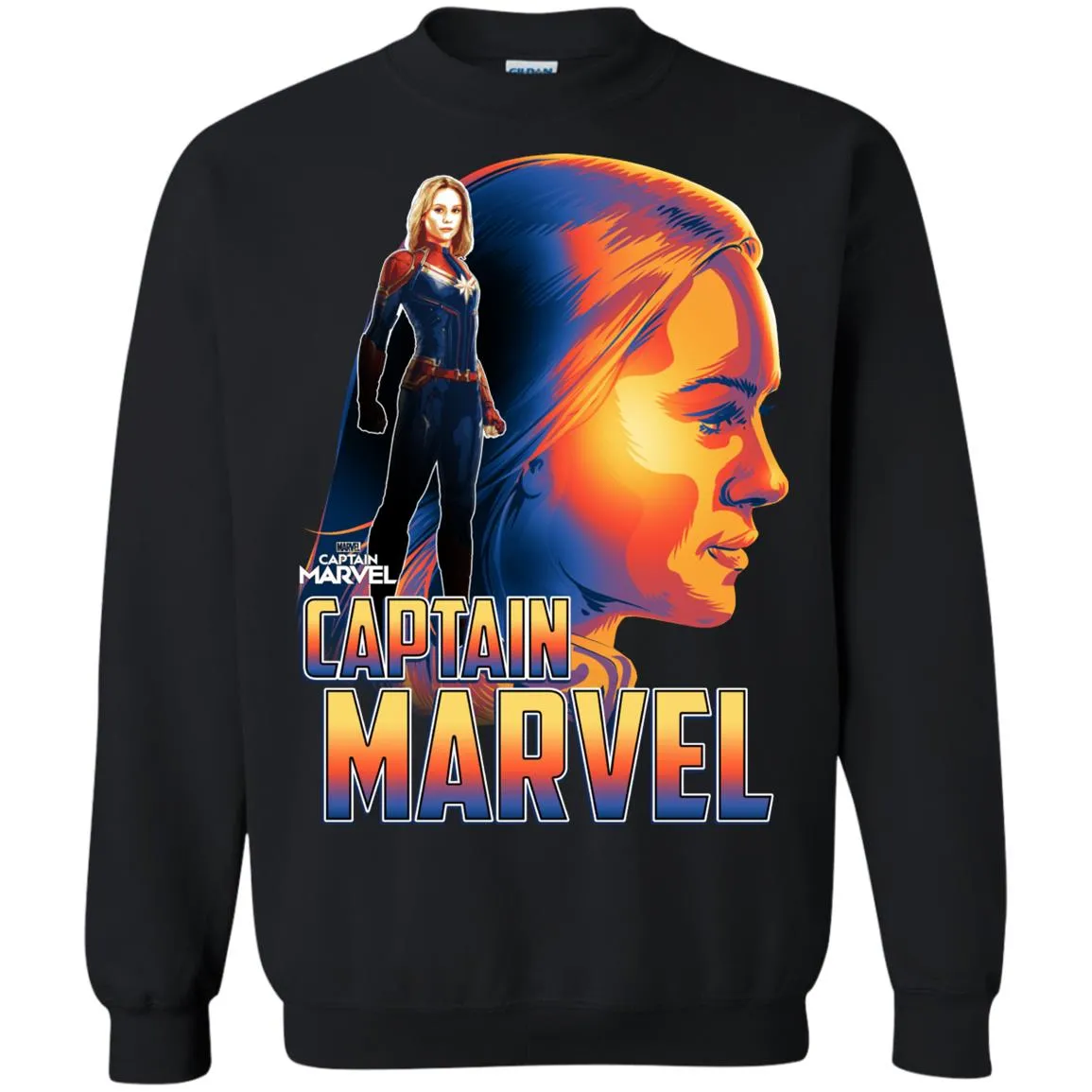 Captain Marvel Bold Sunset Portrait Crewneck Pullover Sweatshirt