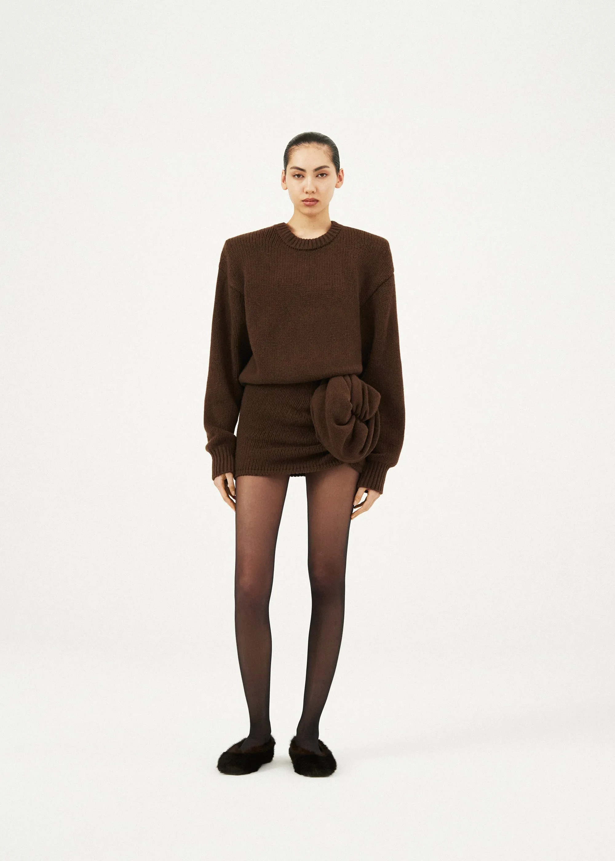 Cashmere crewneck sweater in brown