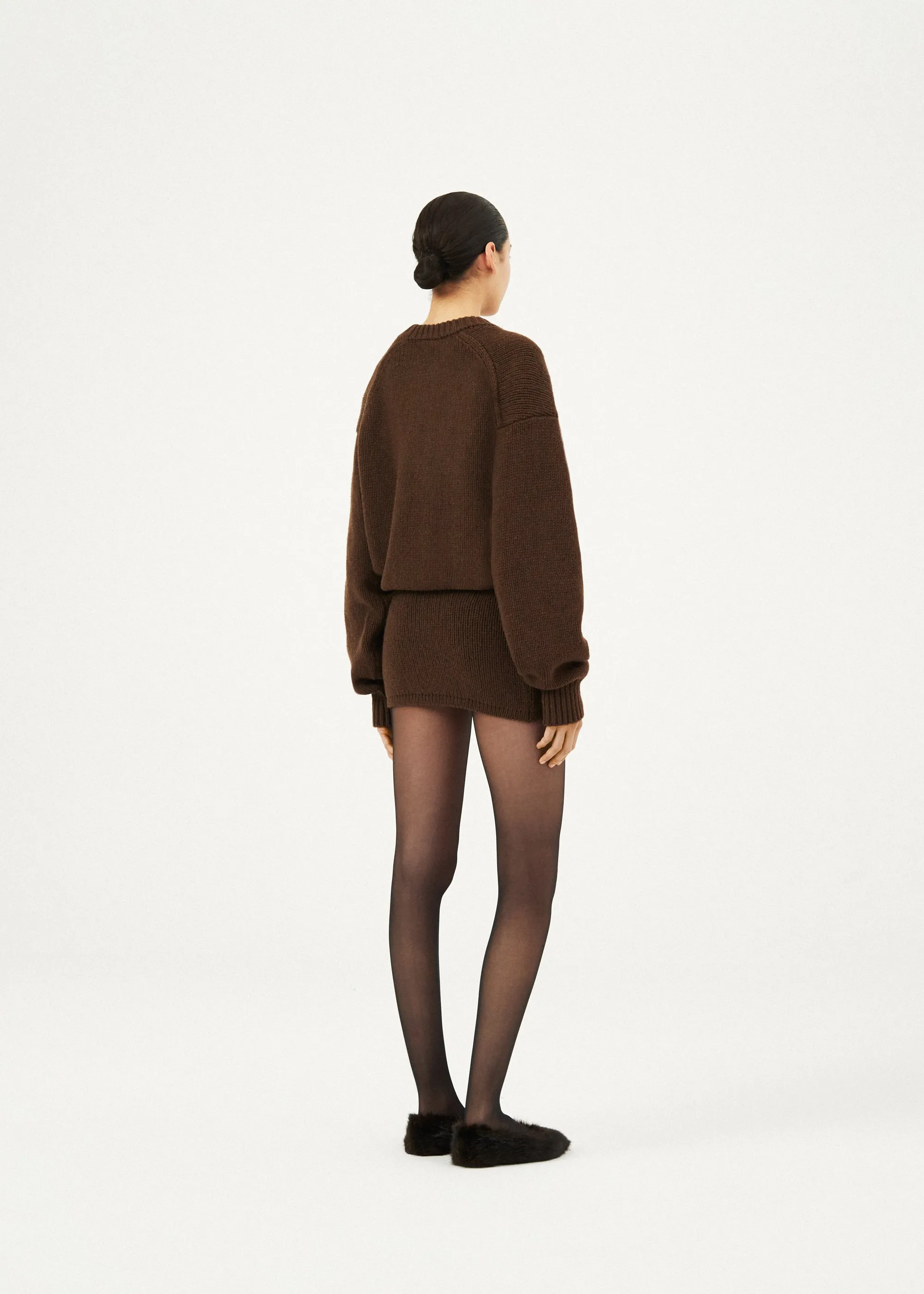 Cashmere crewneck sweater in brown