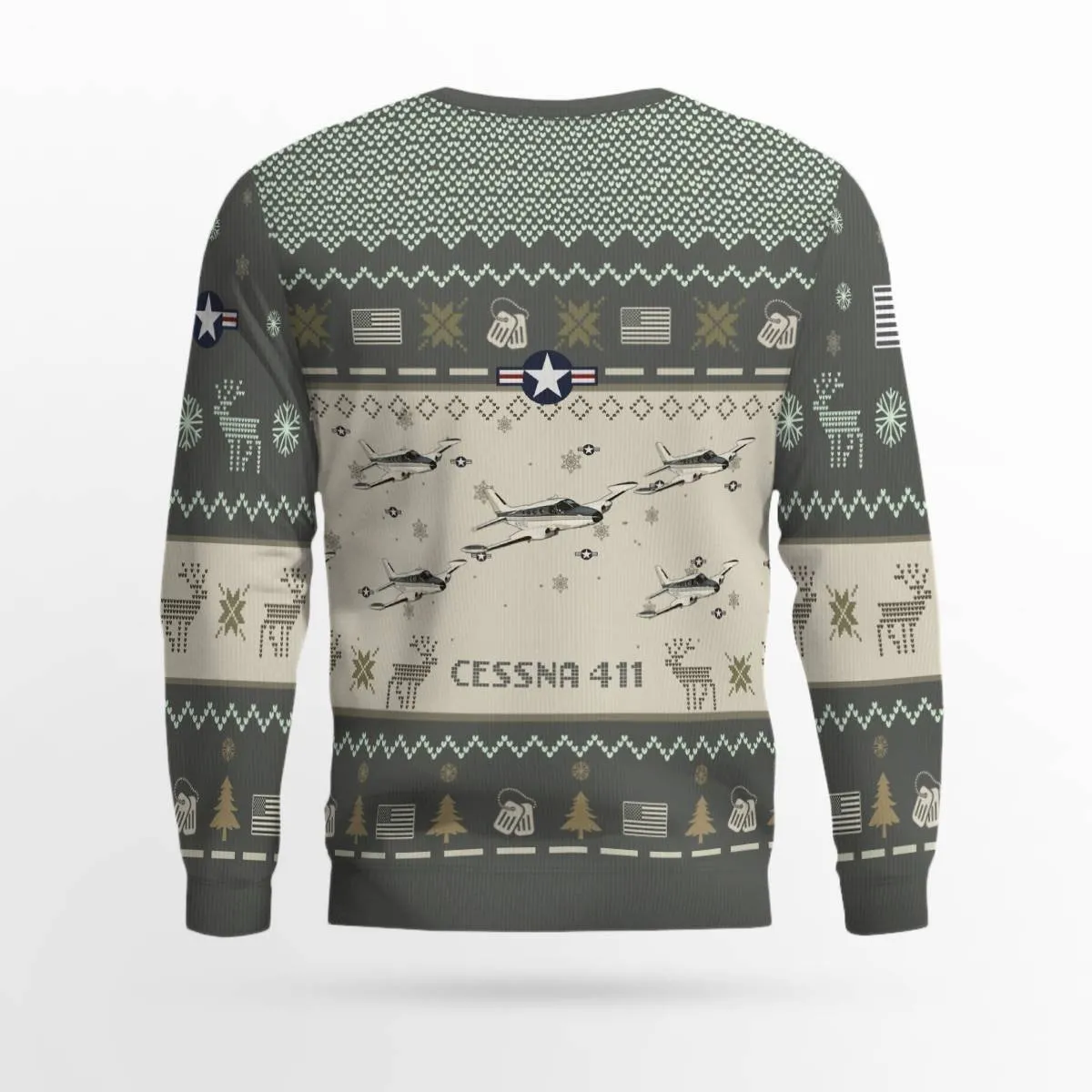 Cessna 411 Aircraft Ugly Sweater, Ugly Sweater Christmas Shirt for Men Dad Veteran