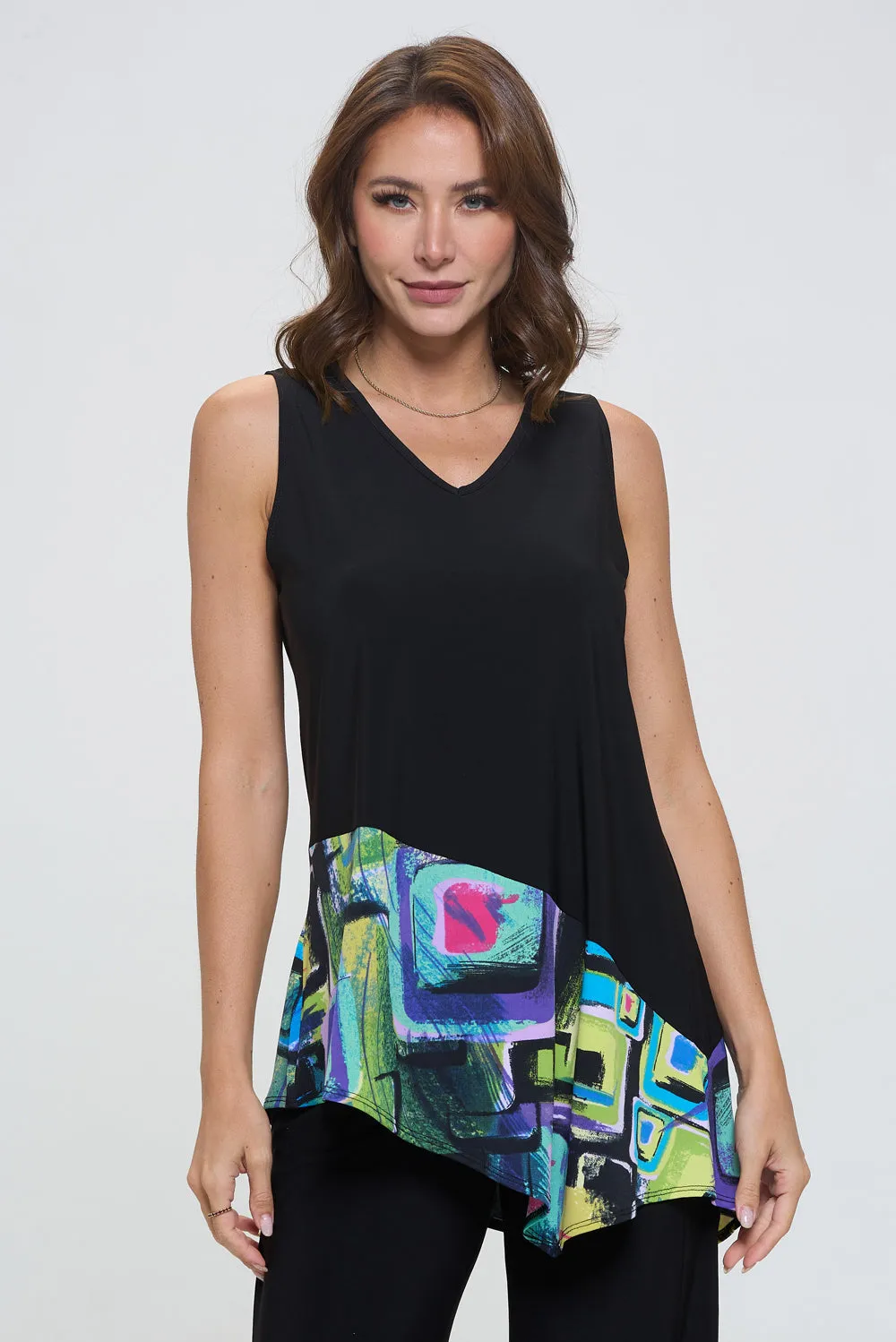 Chic Contrast V-Neck Sleeveless Tank-2062HT-TRP1-C-W400