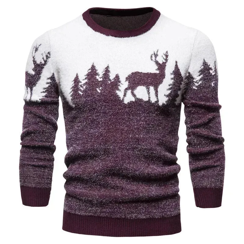 Christmas deer Knit Cashmere sweater for men