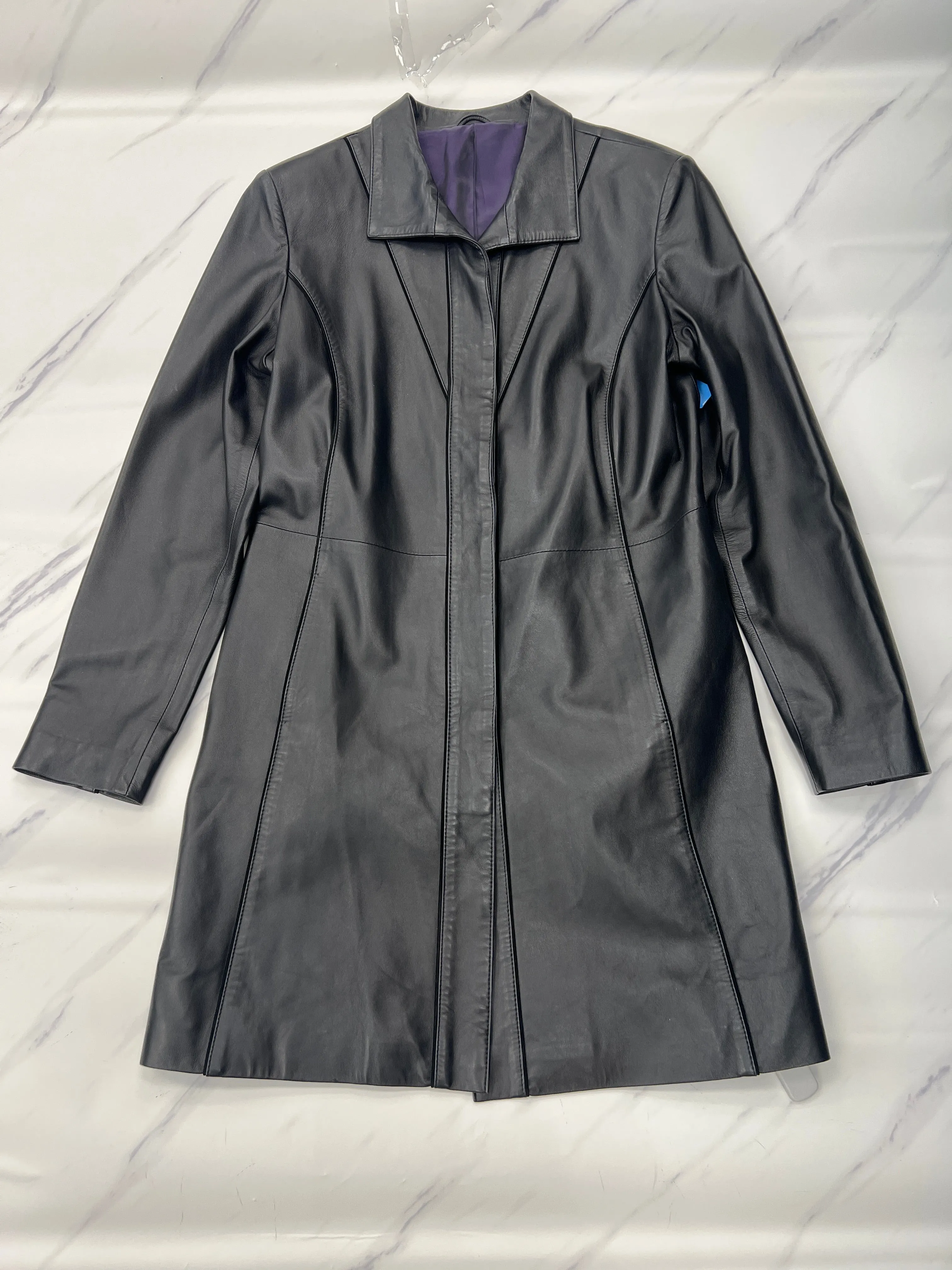 Coat Leather By Cma In Black, Size: 10