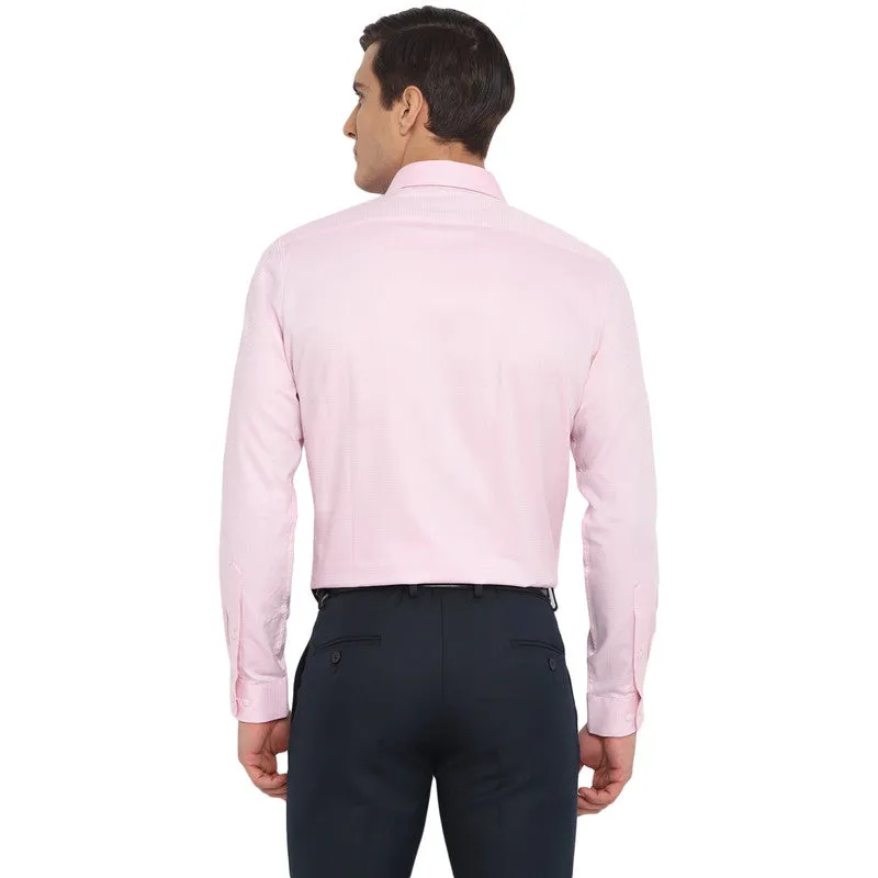 Cotton Pink Slim Fit Self Design Formal Shirt