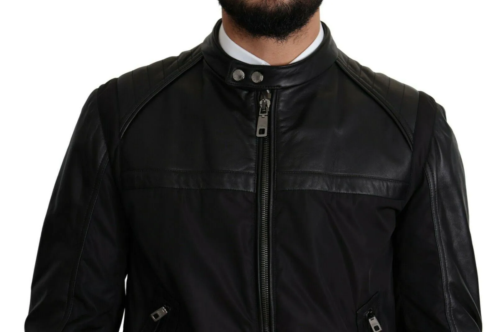 Dolce & Gabbana Black Nylon Full Zip Men Bomber Coat Jacket