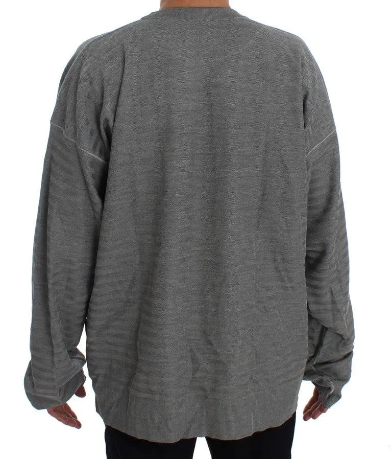 Dolce & Gabbana Gray Crewneck Pullover Silk Sweater