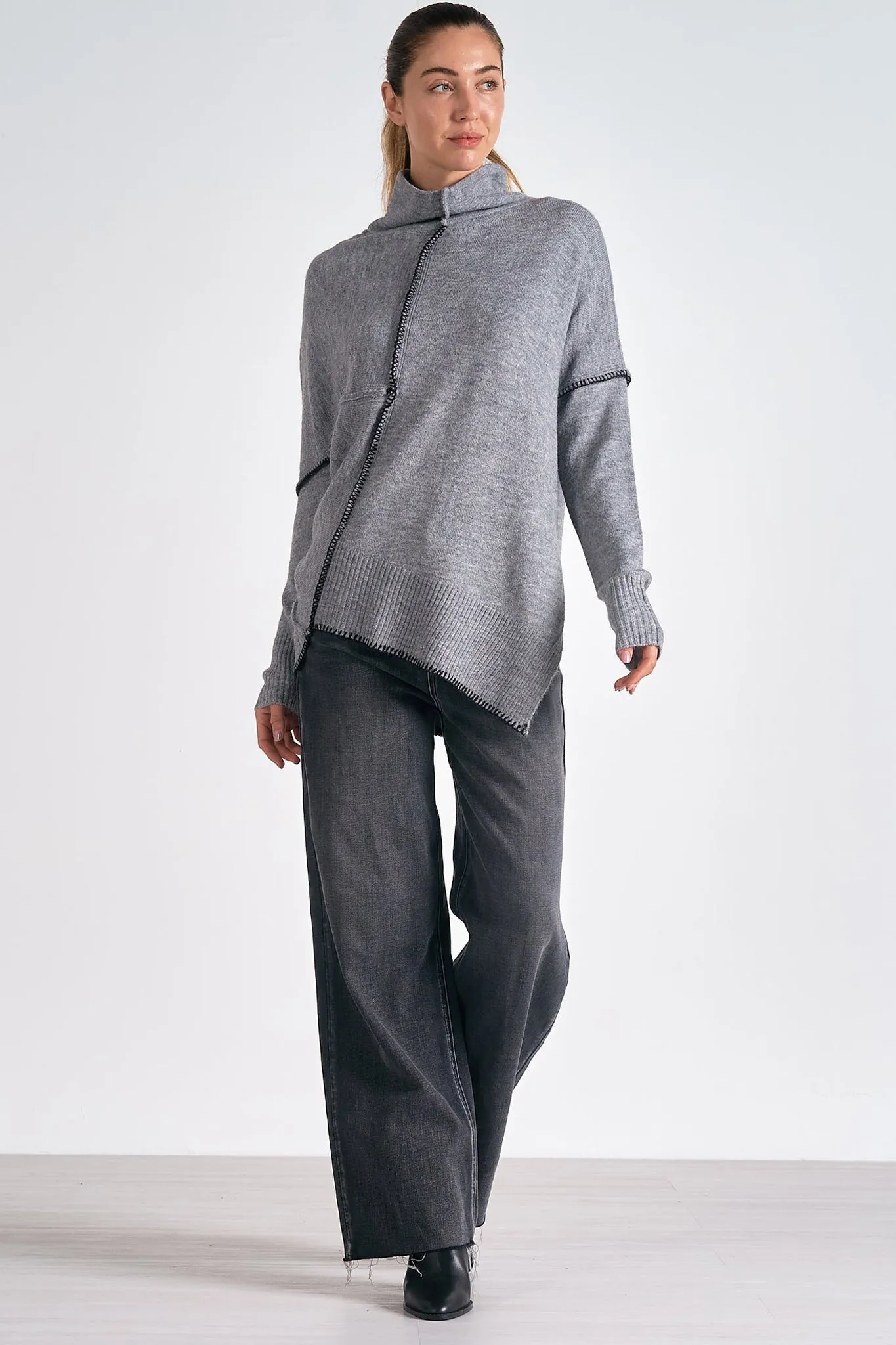 Elan - 9 Turtleneck Sweater - Heather Grey