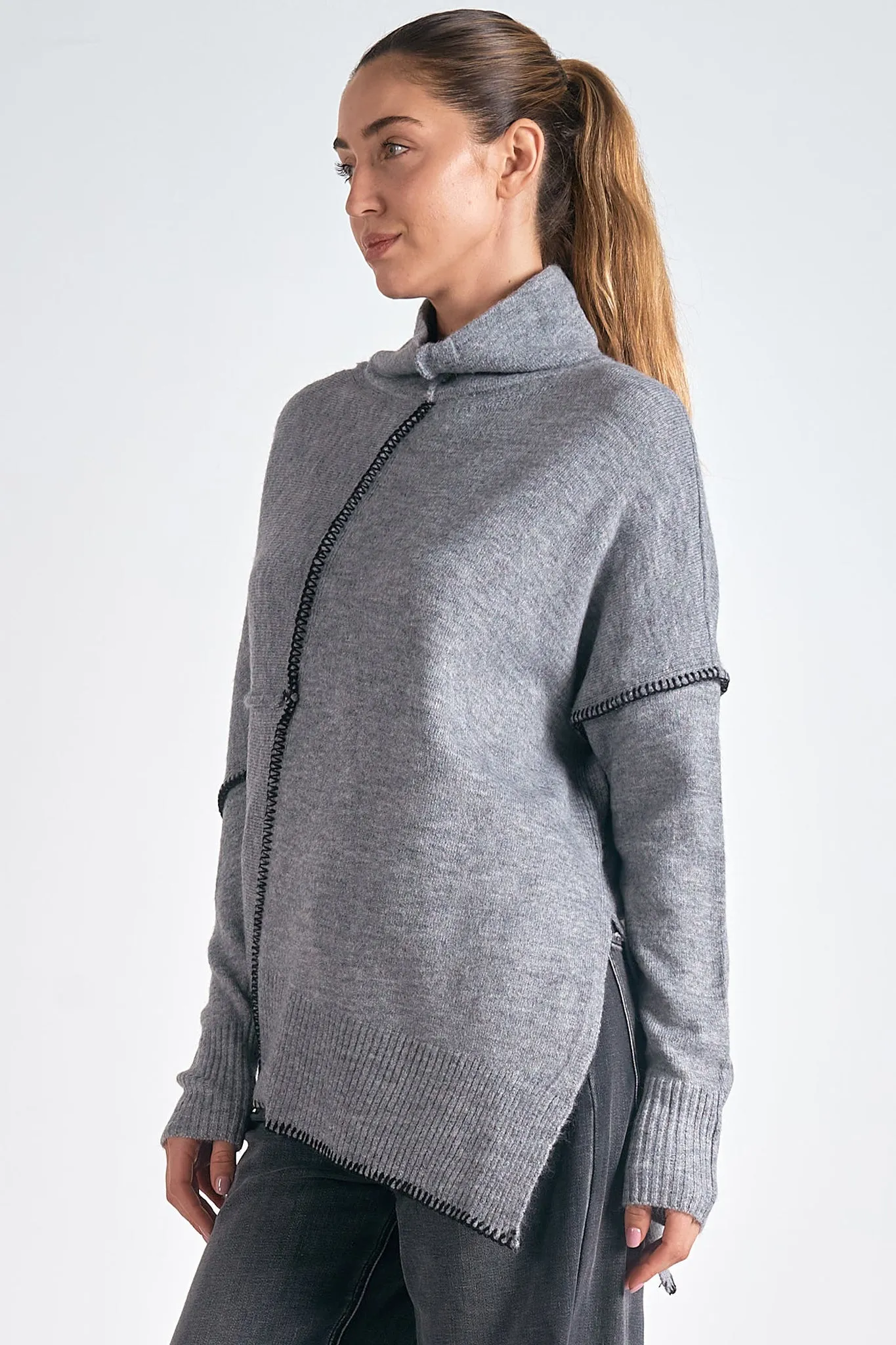 Elan - 9 Turtleneck Sweater - Heather Grey