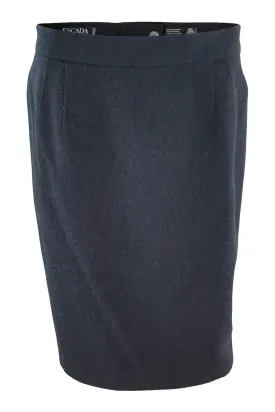 ESCADA Vintage 1980s Grey Wool Knee Length Pencil Skirt (40)