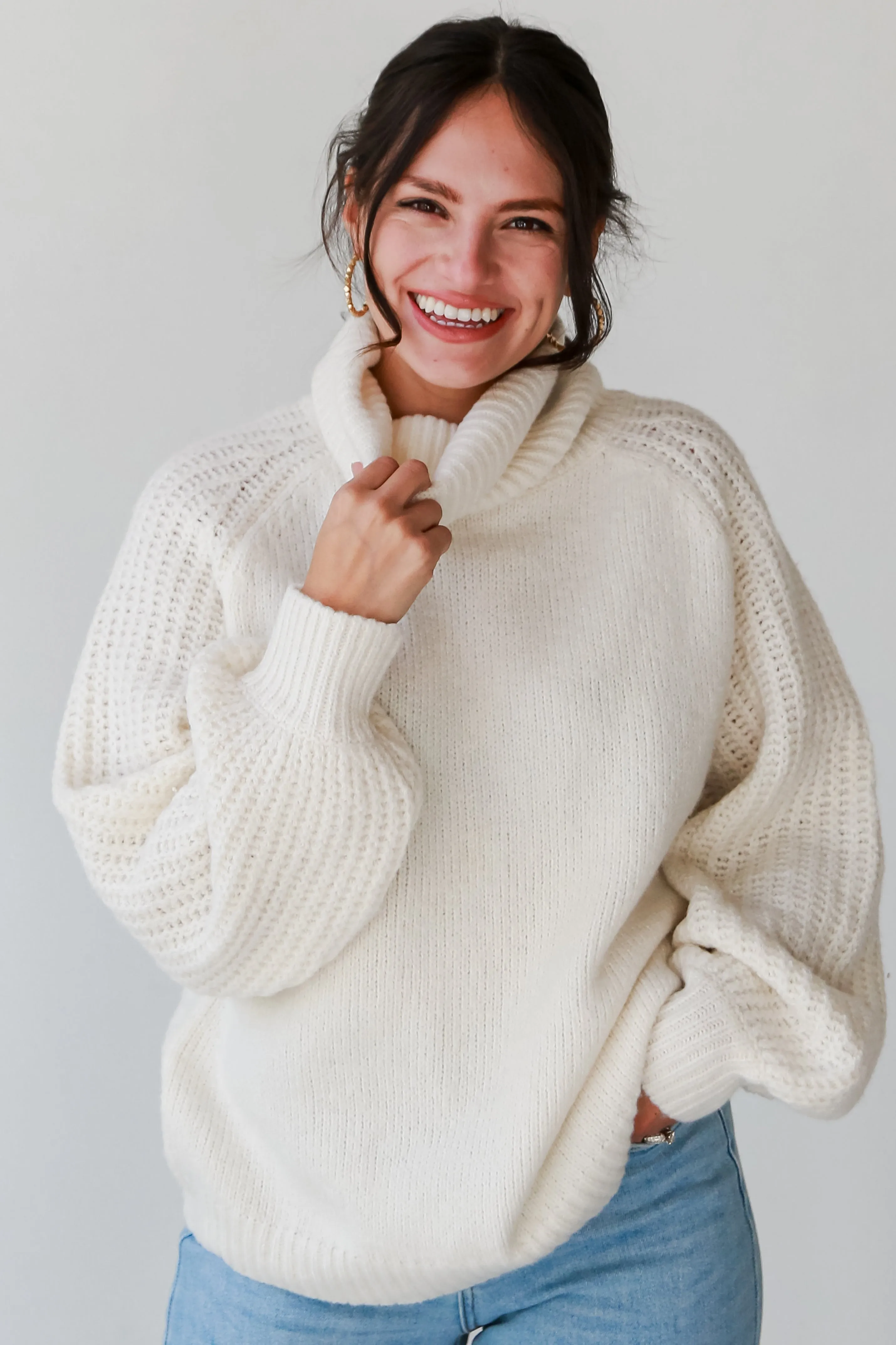 FINAL SALE - Endlessly Cozy Ivory Turtleneck Oversized Sweater