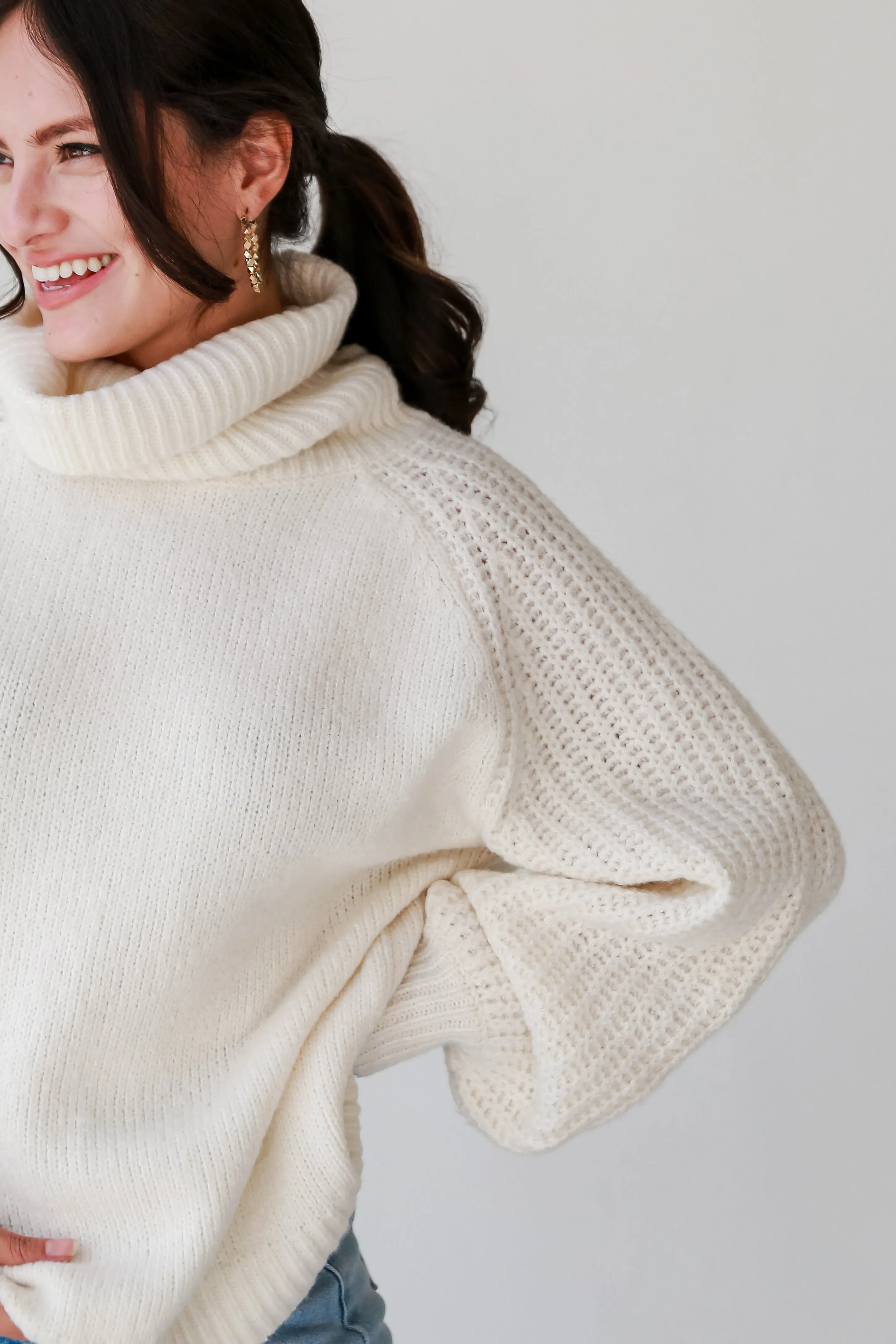 FINAL SALE - Endlessly Cozy Ivory Turtleneck Oversized Sweater