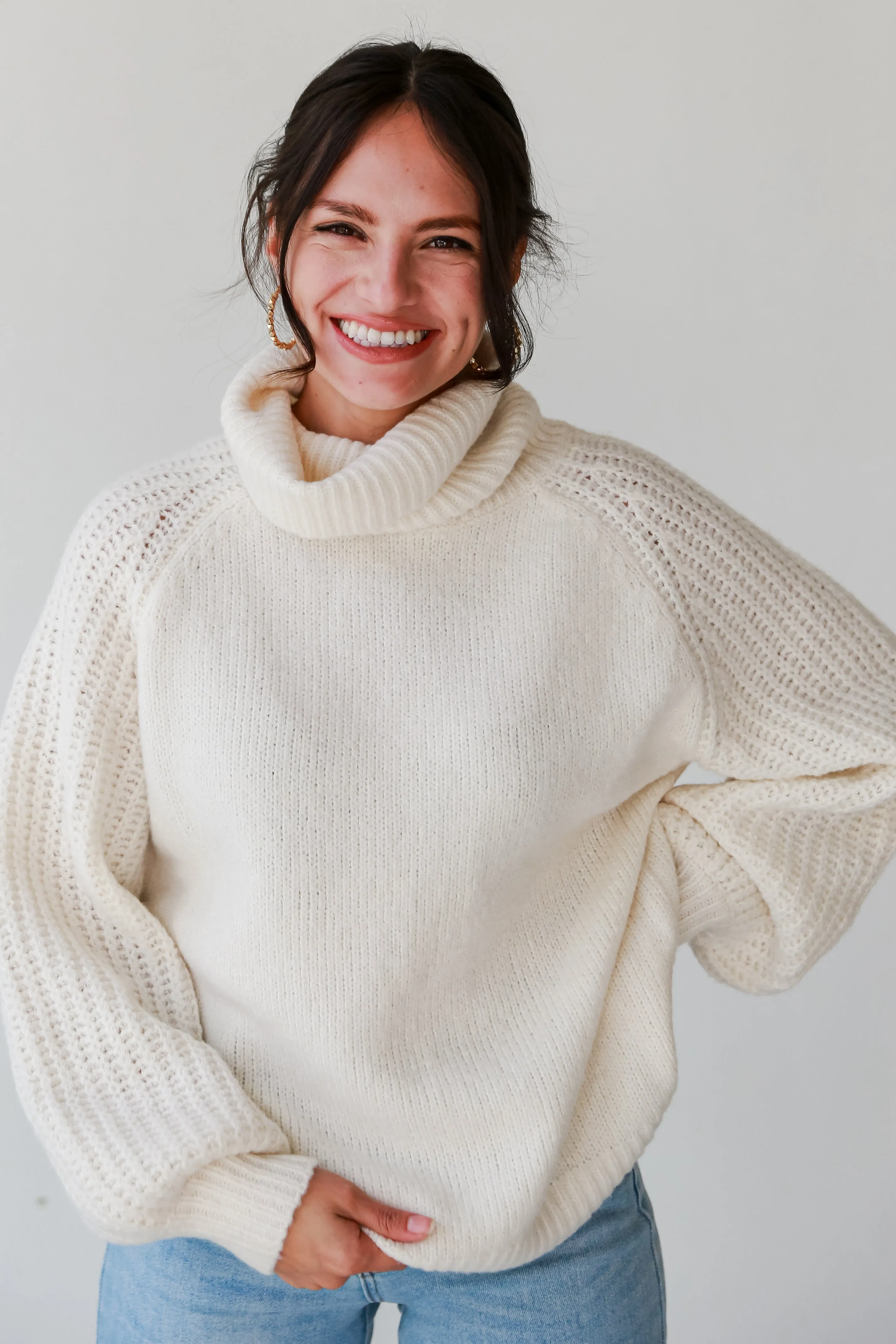 FINAL SALE - Endlessly Cozy Ivory Turtleneck Oversized Sweater