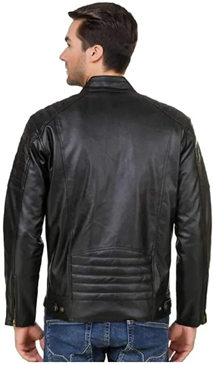 Garmadian Black Casual Pu Leather Jacket for Men