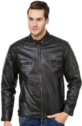 Garmadian Black Casual Pu Leather Jacket for Men