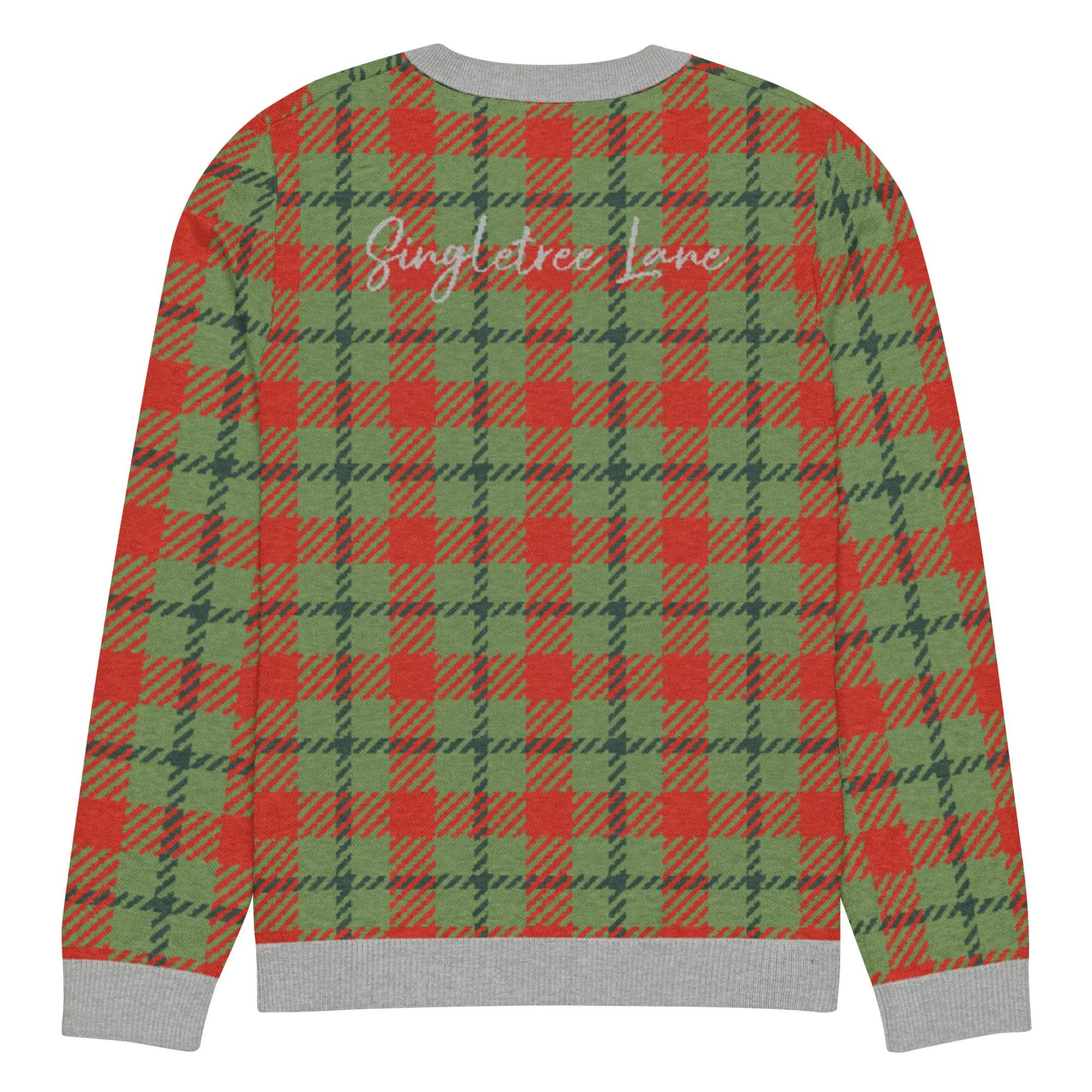 Green Xmas Patriot Plaid Knitted Crewneck Sweater