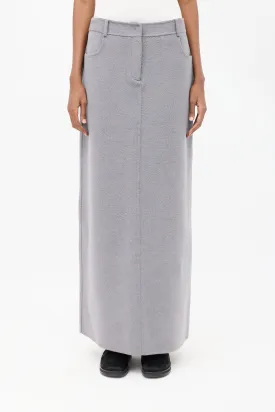 Grey Wool Malvo Maxi Pencil Skirt