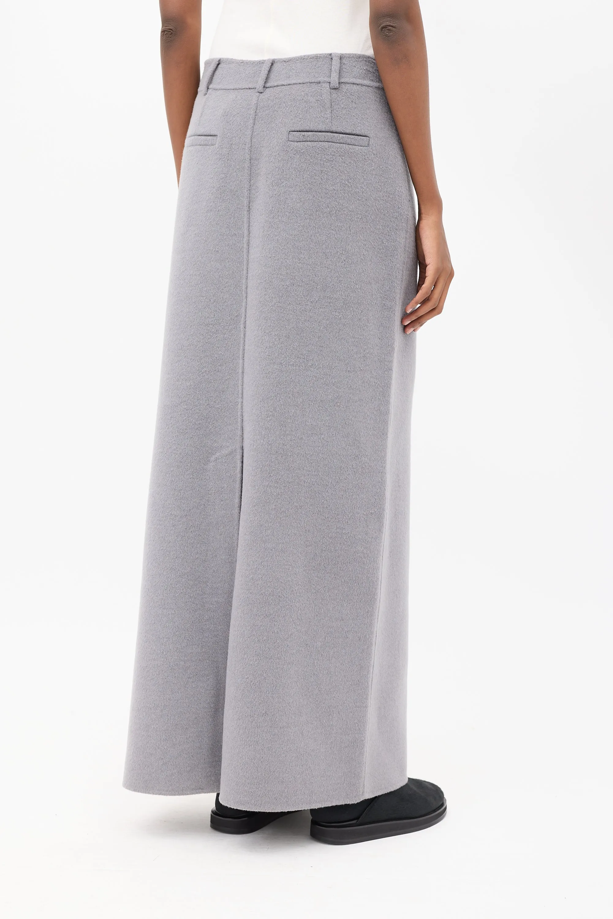 Grey Wool Malvo Maxi Pencil Skirt