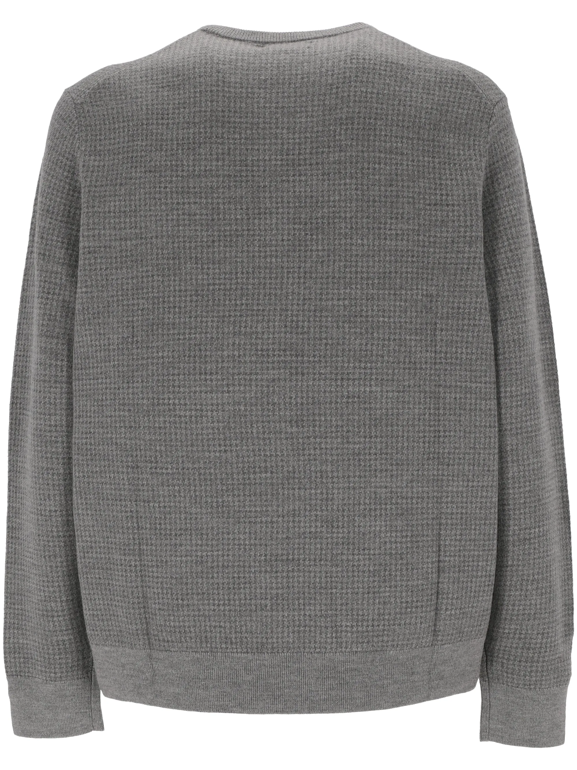 Heather Grey Houndstooth Wool Sweater