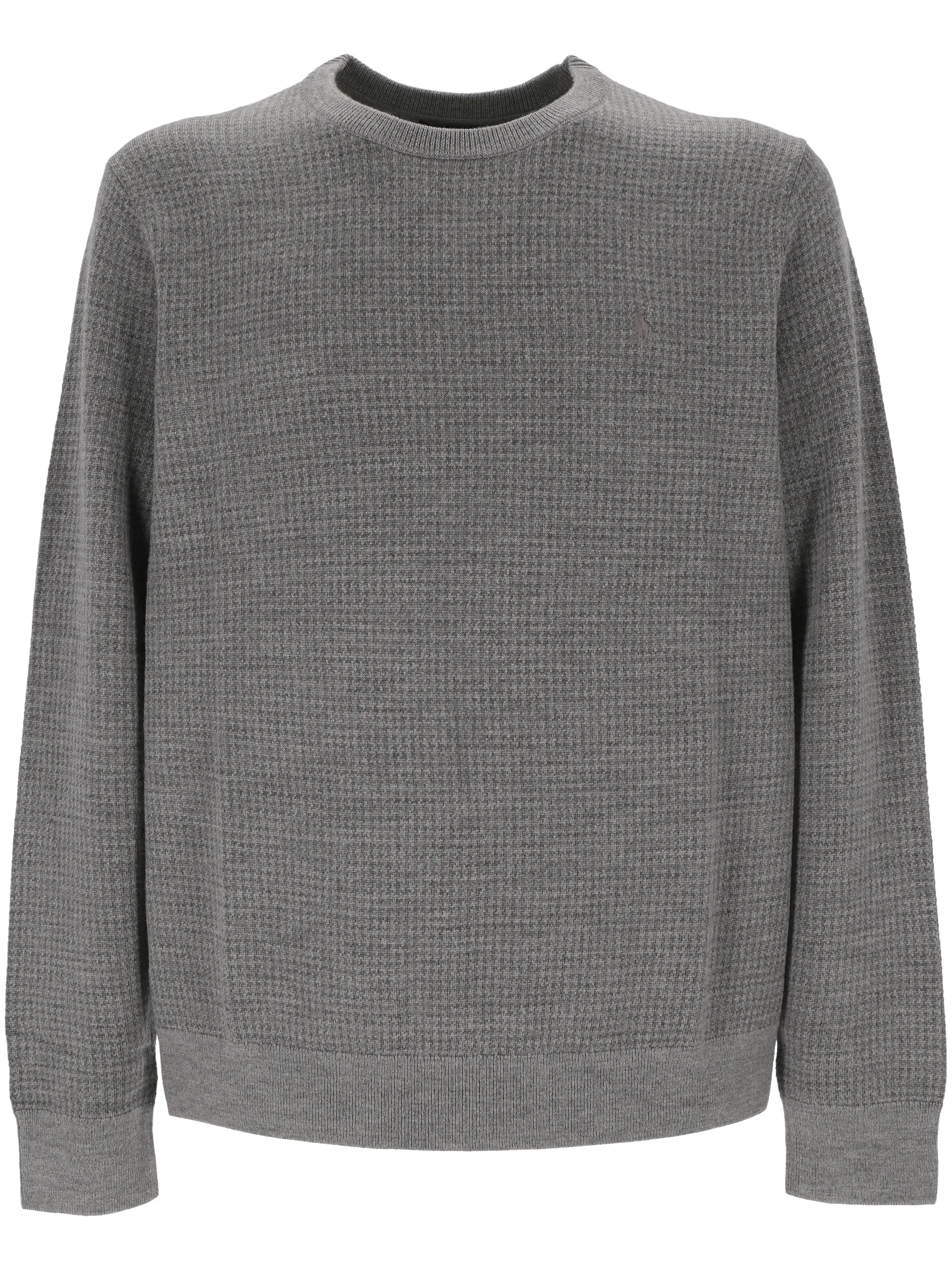 Heather Grey Houndstooth Wool Sweater