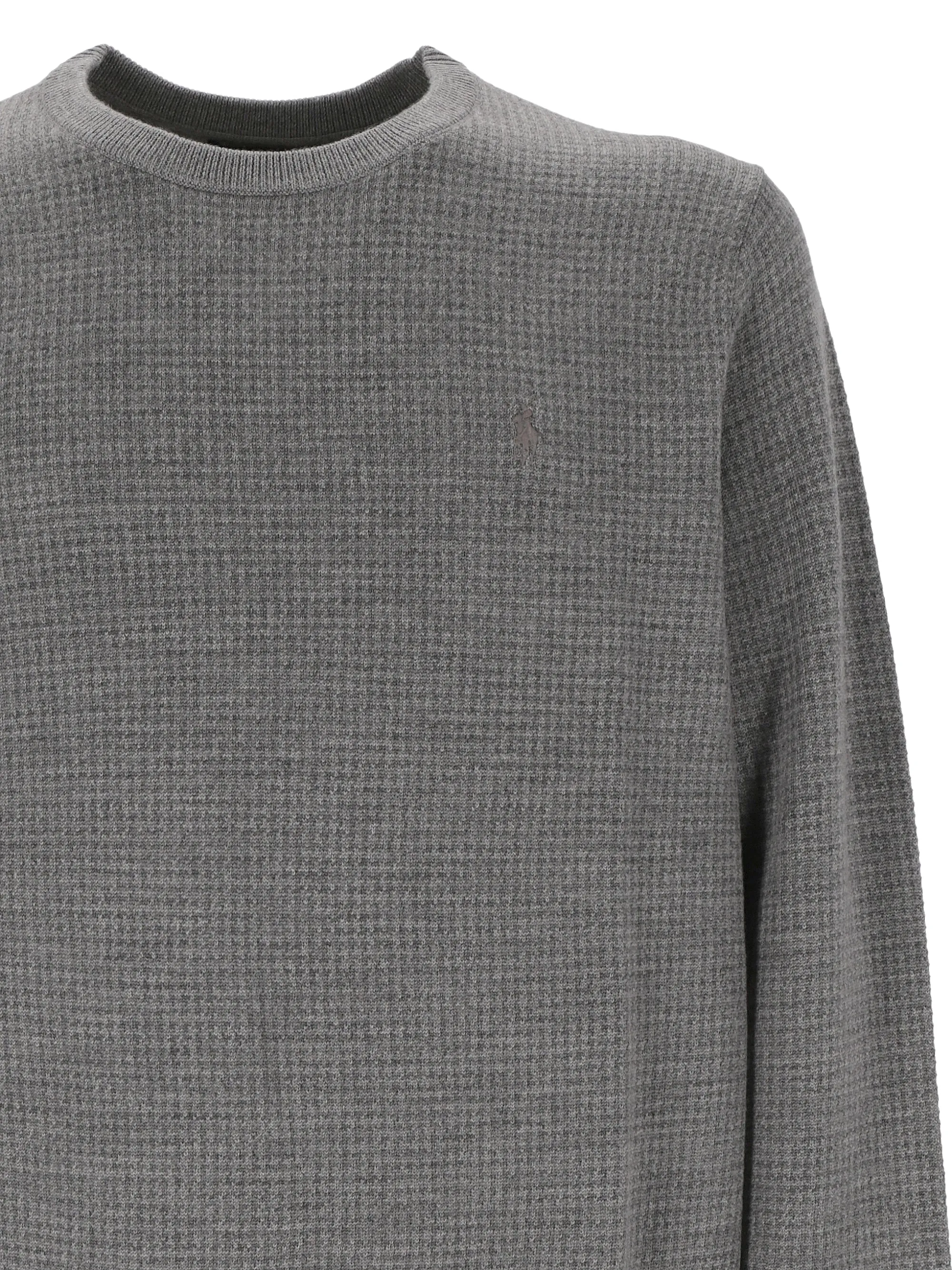 Heather Grey Houndstooth Wool Sweater