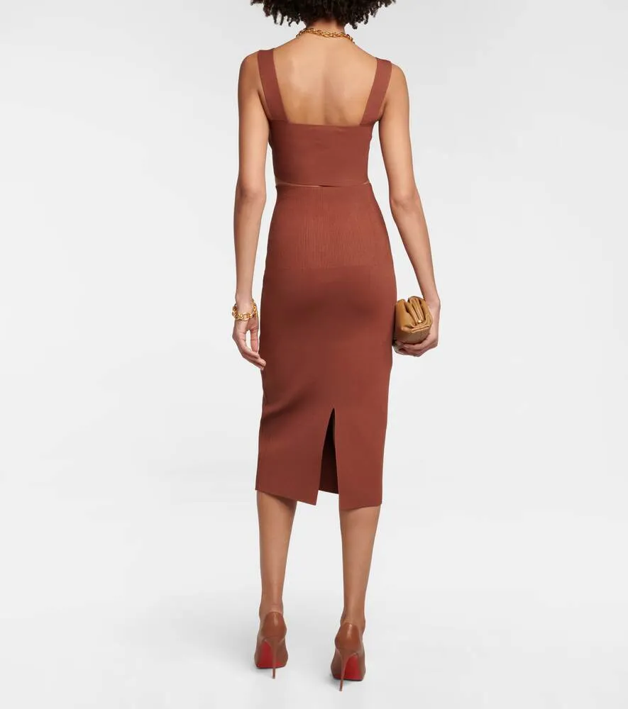 High waist pencil skirt VICTORIA BECKHAM, brown